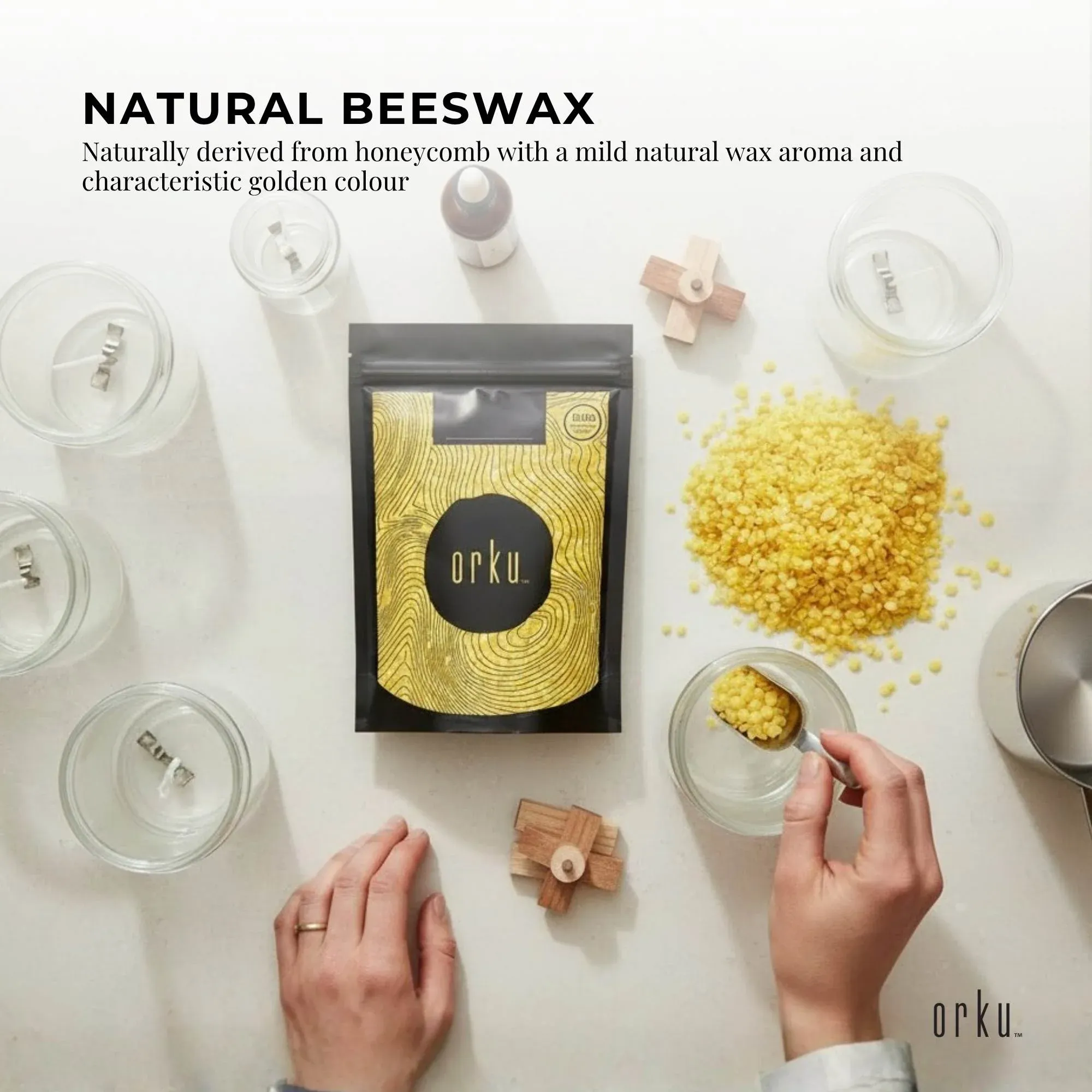 Orku 100g Organic Beeswax Pellets Yellow - Cosmetic Grade Pure Beeswax Pastilles - Image 6