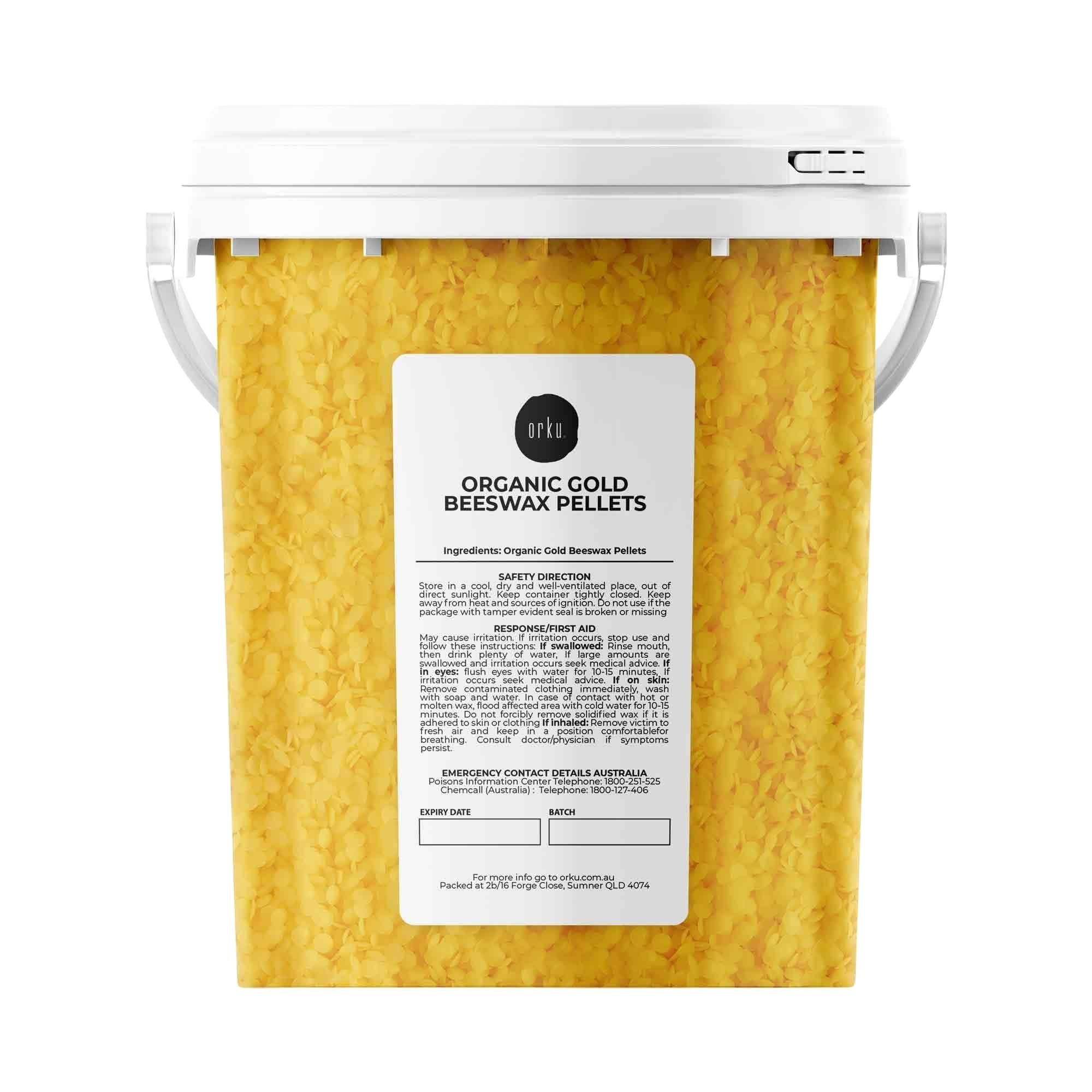 Orku 500g Organic Beeswax Pellets Yellow Tub - Cosmetic Grade Pastilles