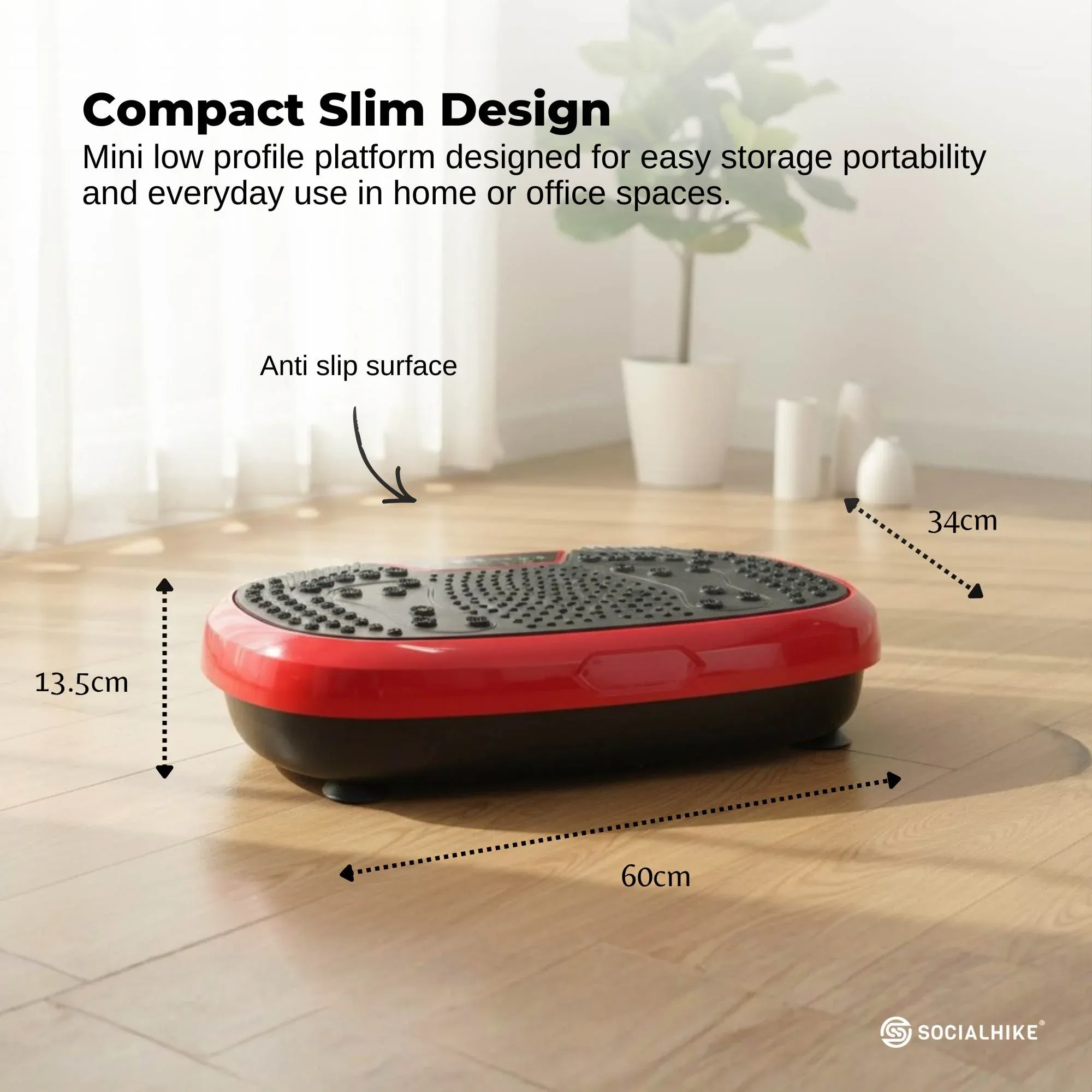 Social Hike 60cm Full Body Exercise Vibration Plate - Red - Image 4