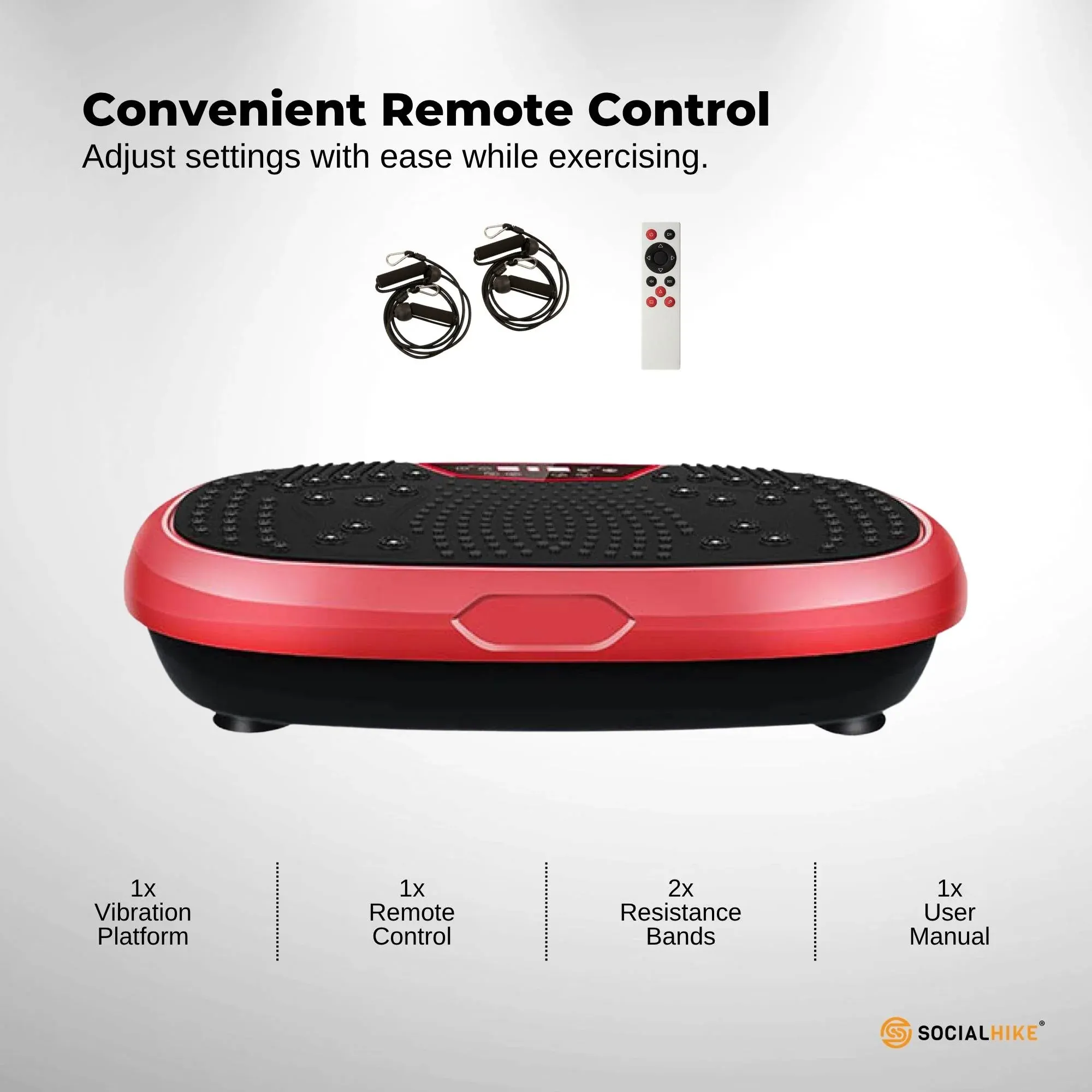 Social Hike 60cm Full Body Exercise Vibration Plate - Red - Image 5