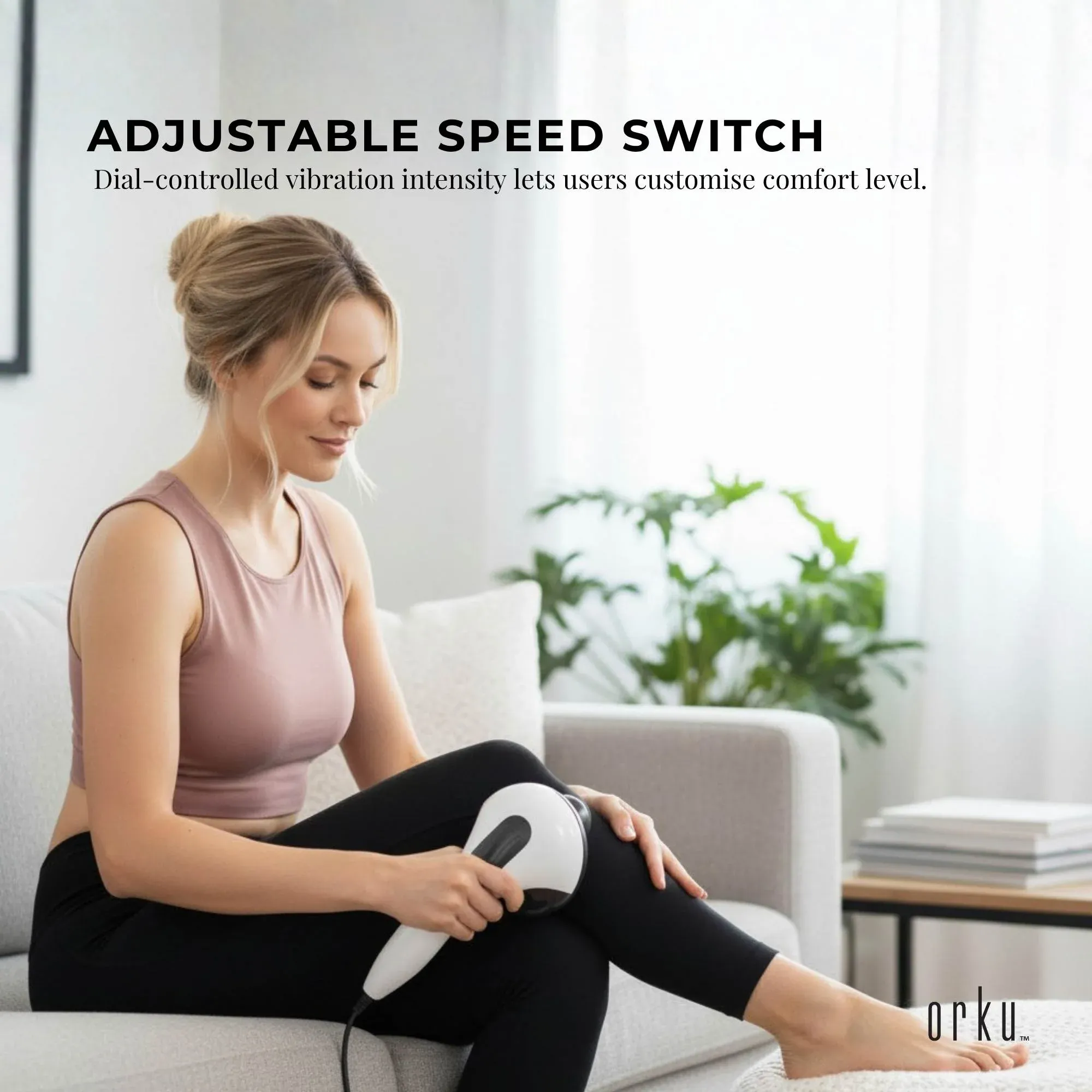 Orku 28W Handheld Body Massager with 4 Heads - Black - Image 5