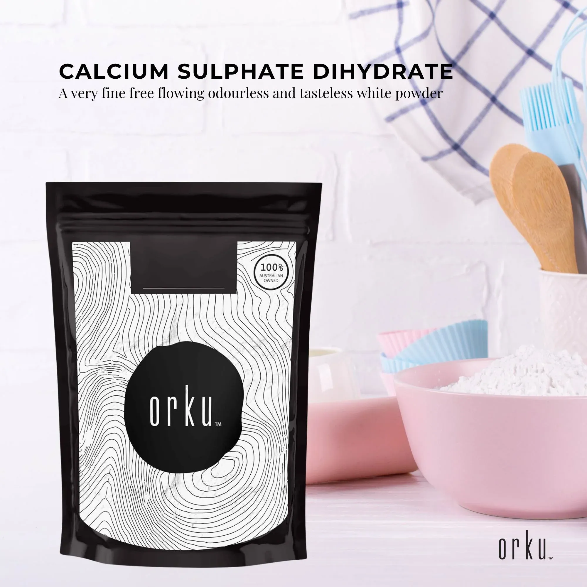 Orku 100g Fine Calcium Sulphate Gypsum Powder (Food Grade E516) - Image 2