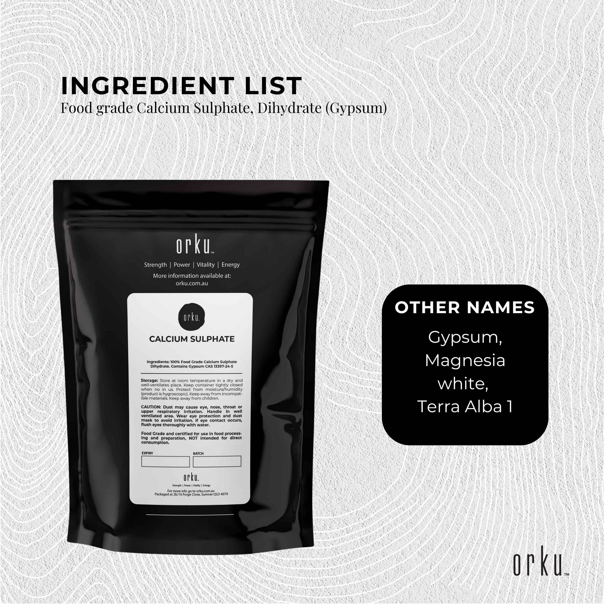 Orku 100g Fine Calcium Sulphate Gypsum Powder (Food Grade E516) - Image 3
