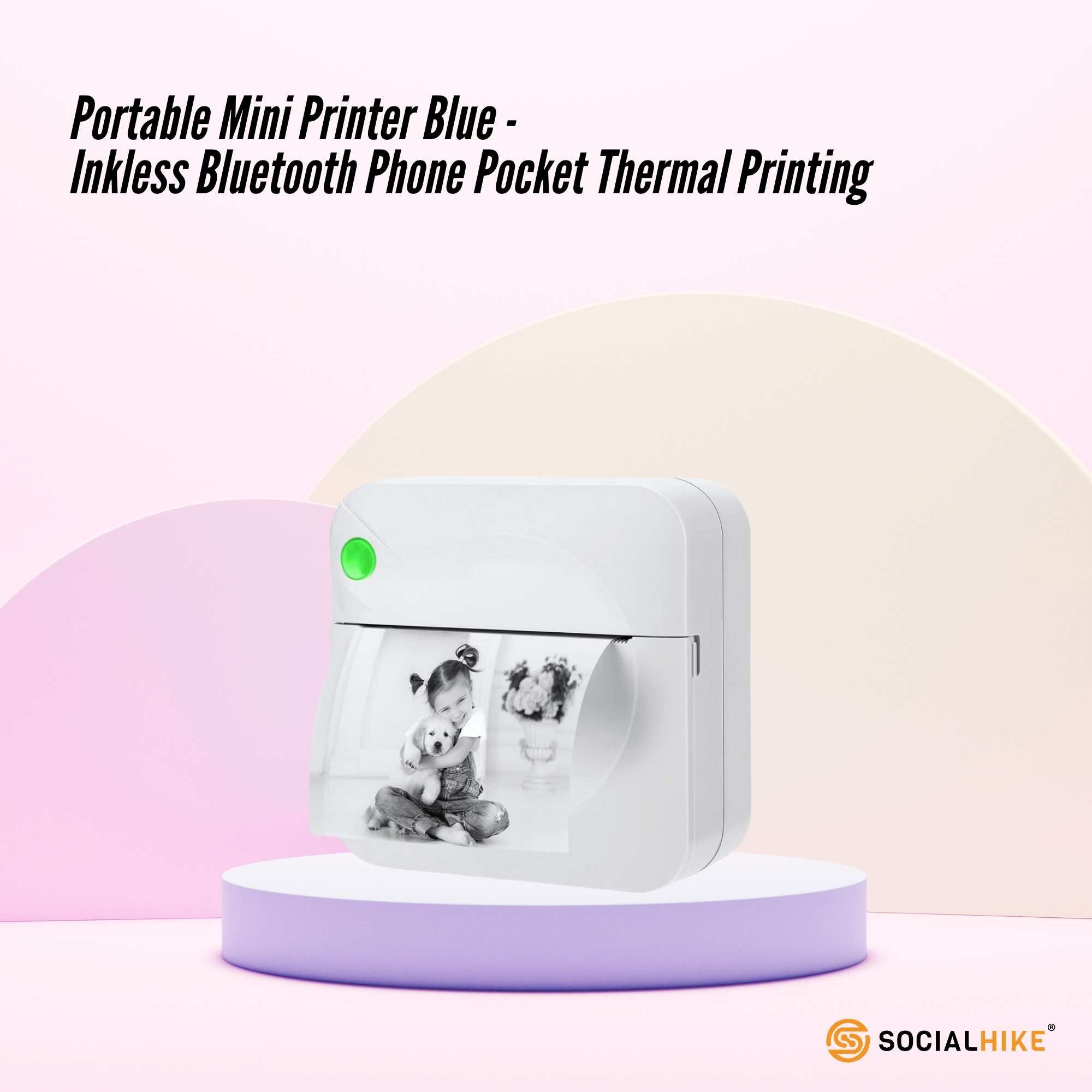 Social Hike Portable Mini Printer White - Inkless Bluetooth Phone Pocket Thermal Printing - Image 2
