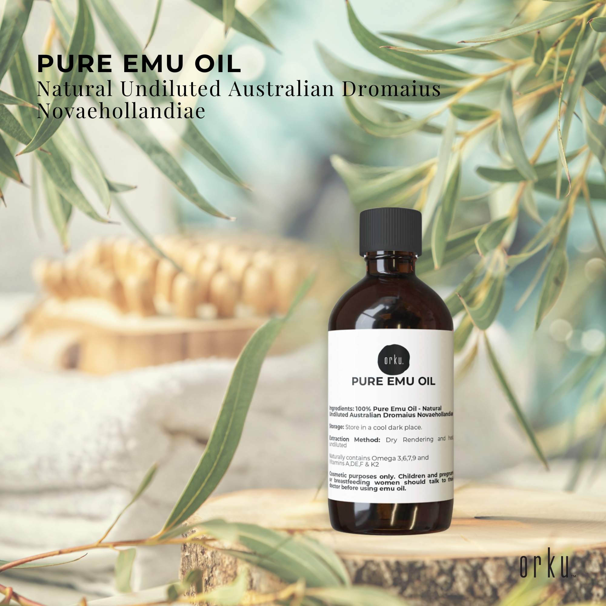 Orku 100ml Pure Emu Oil - Natural Undiluted Australian Dromaius Novaehollandiae - Image 2
