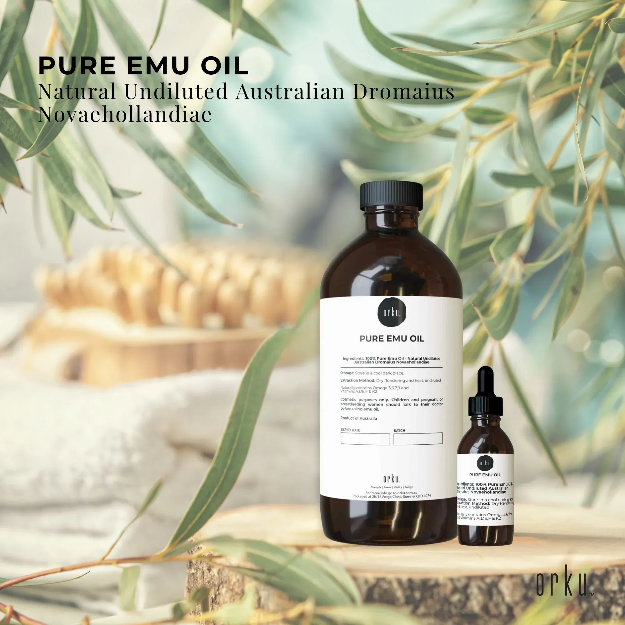 Orku 500ml Pure Emu Oil + Bonus 25ml Bottle - Australian Dromaius Novaehollandiae - Image 2