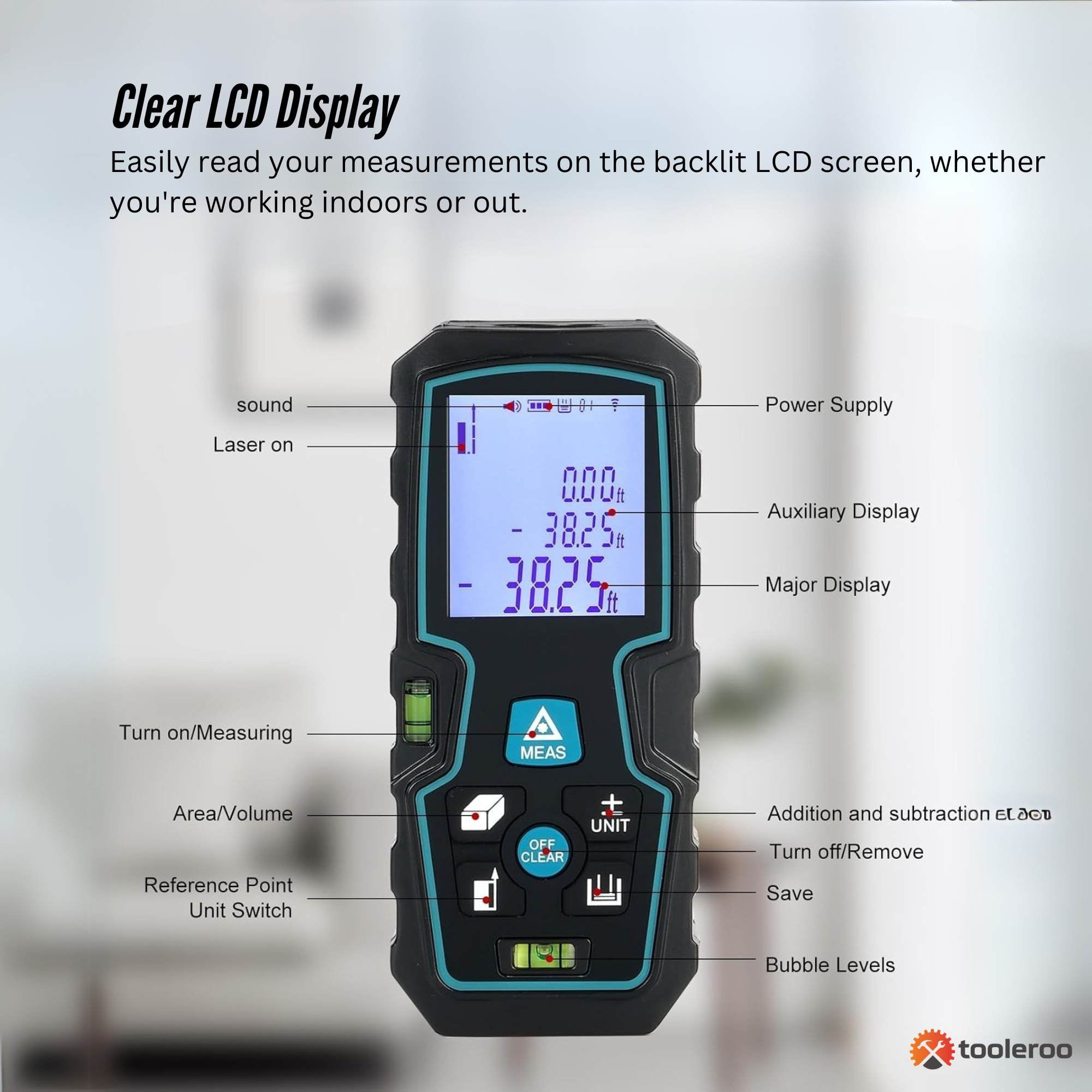 Tooleroo 70m Digital Laser Distance Measurer LCD Area Volume Meter - Image 6