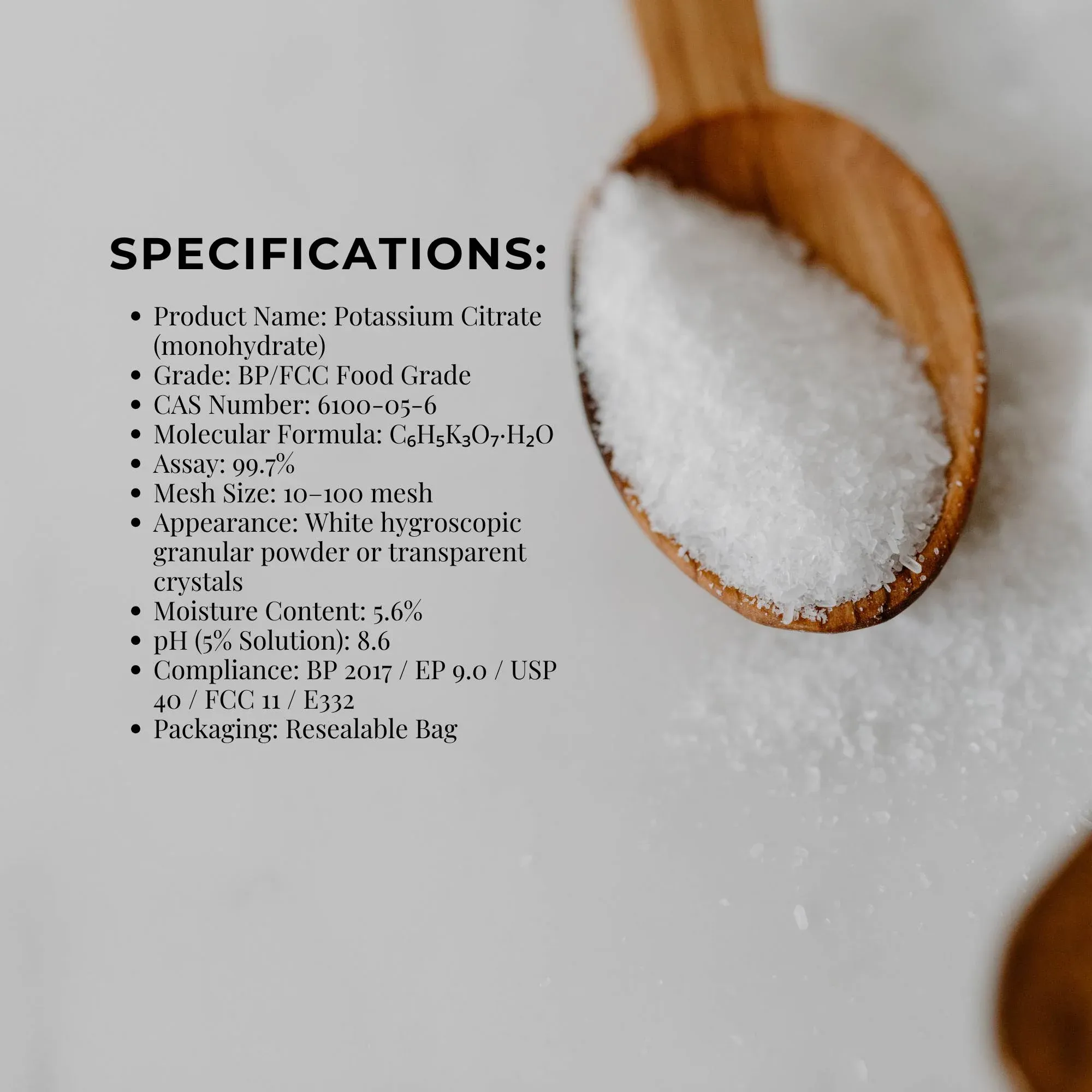 Orku 1.3Kg Potassium Citrate Food Grade Granular Tub BP USP FCC E332 Additive - Image 6