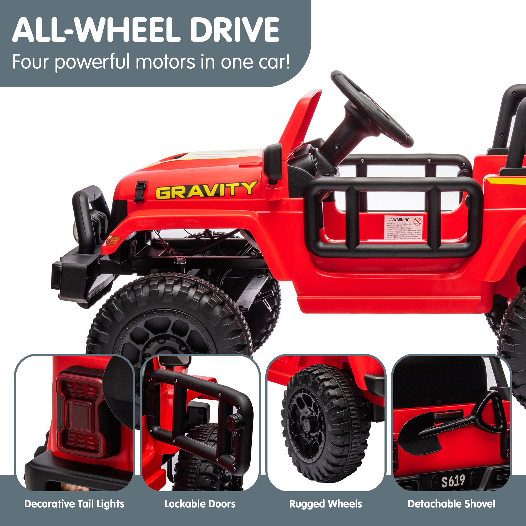 Kahuna S619 Gravity Kids Electric Ride On Car Red - Image 8
