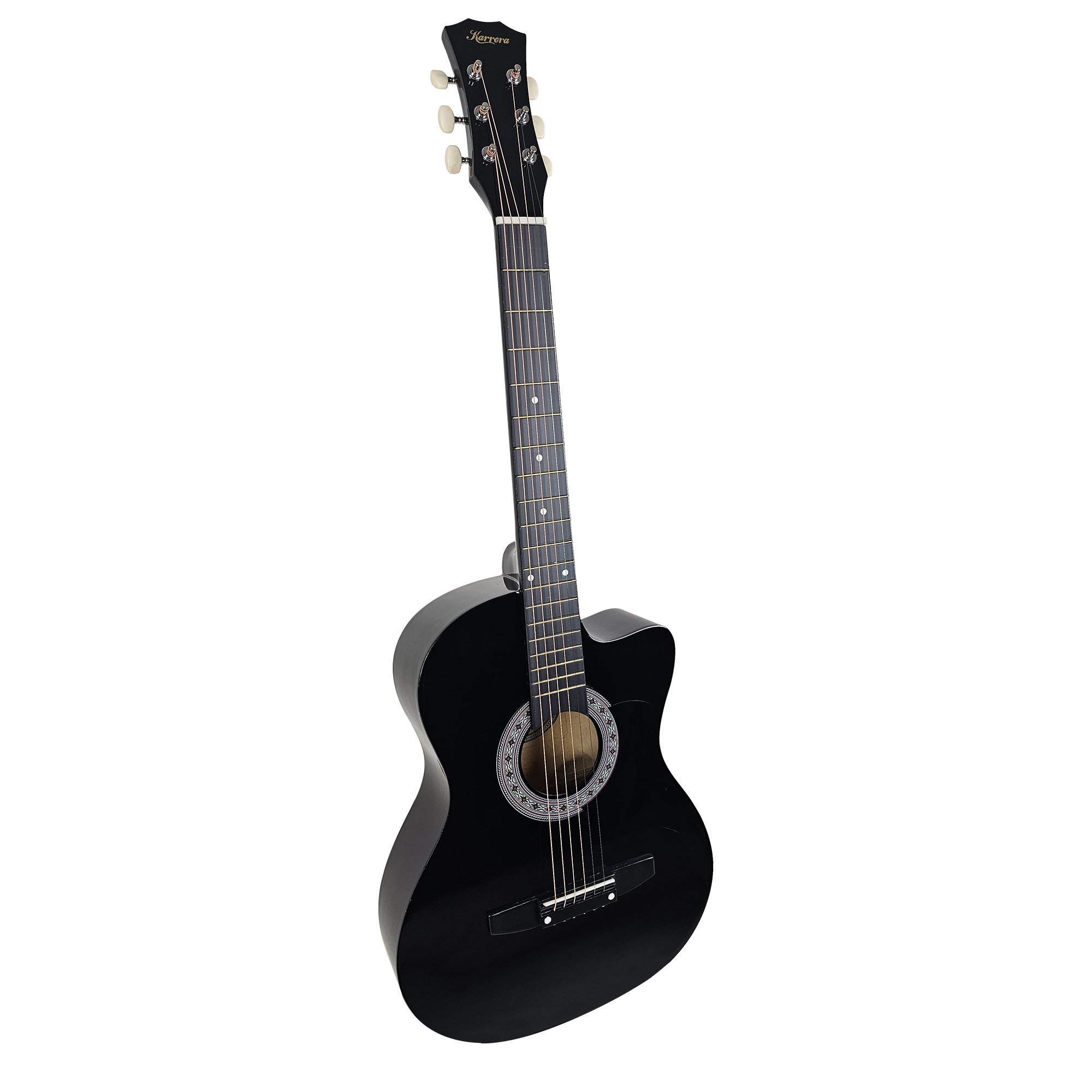 Karrera 38" Cutaway Acoustic Guitar with Bag – Black