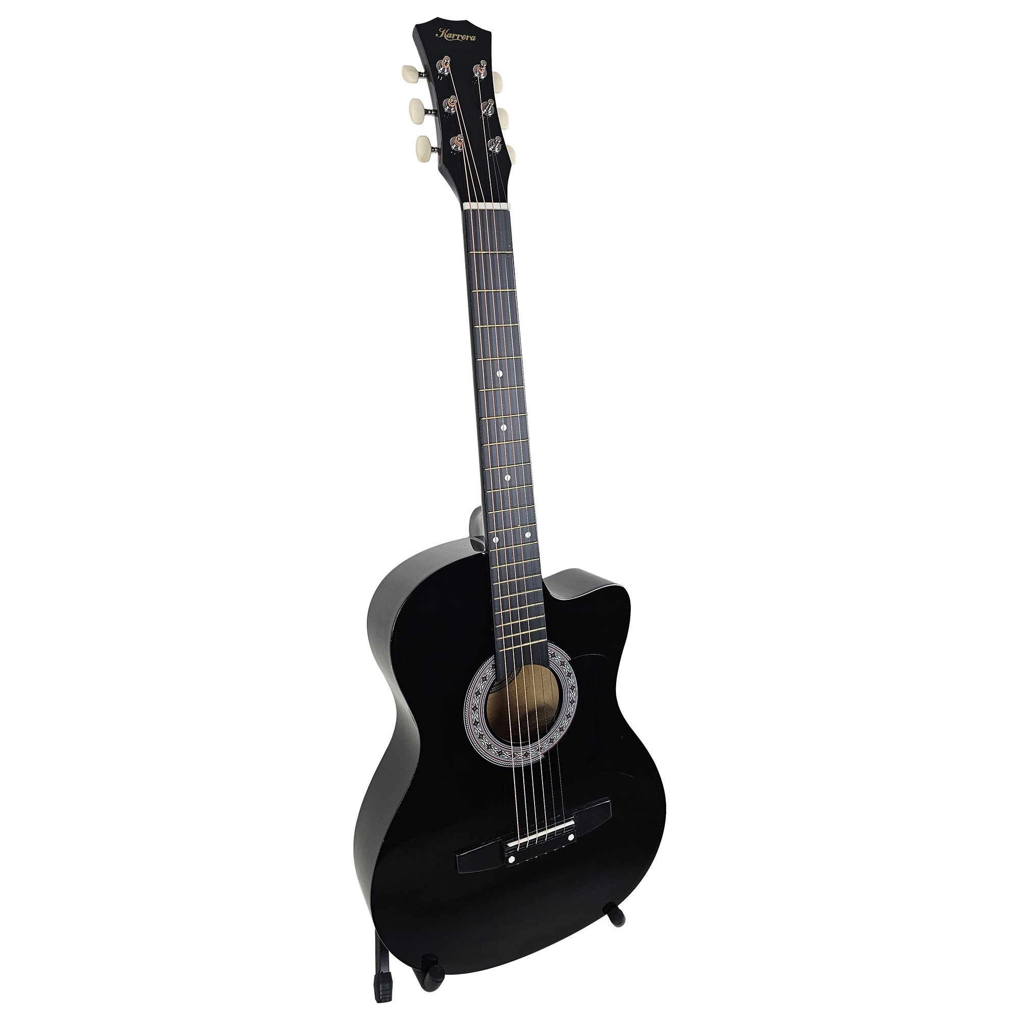 Karrera 38" Pro Cutaway Acoustic Guitar with Carry Bag – Black