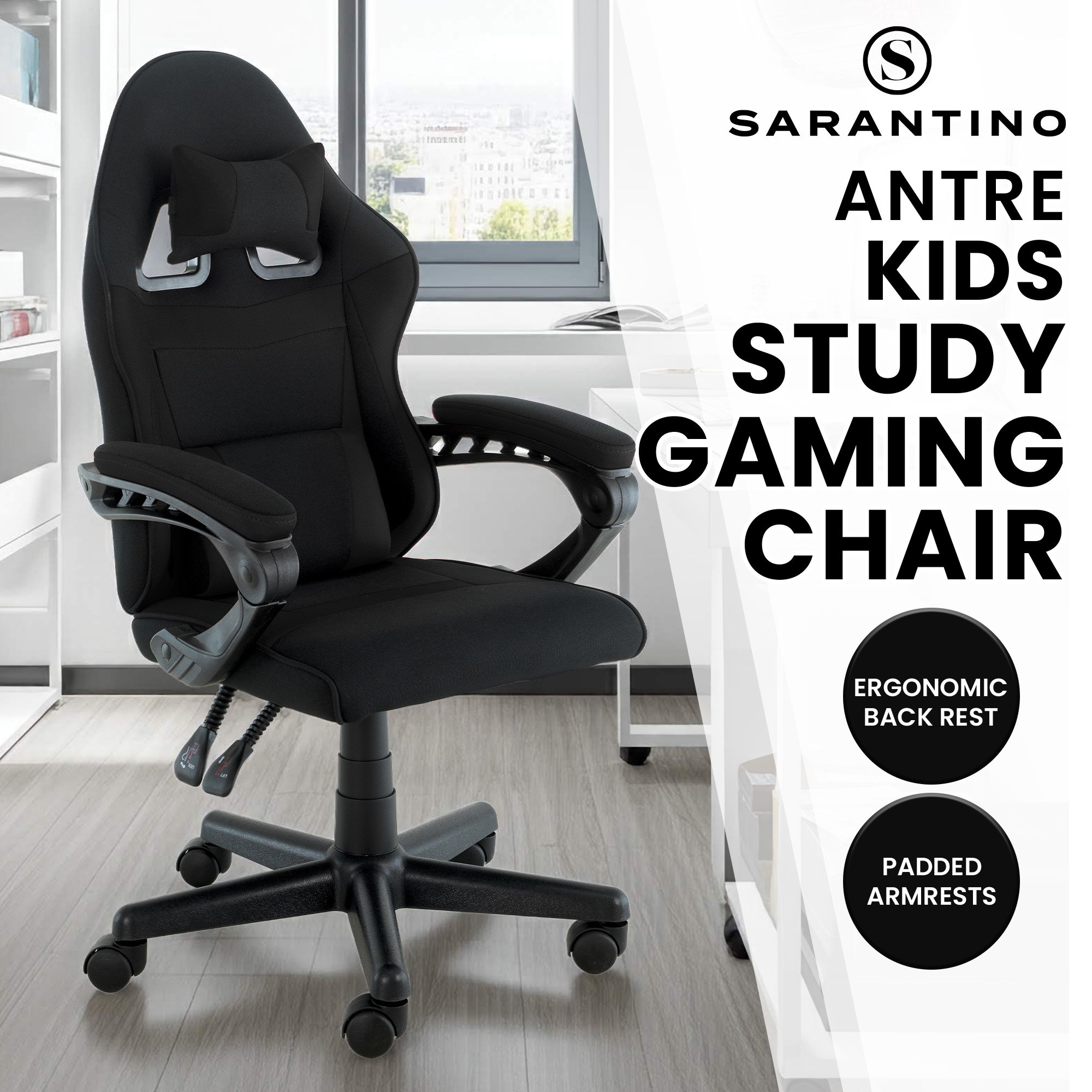 Sarantino Antre Kids Study Gaming Chair Black - Image 2