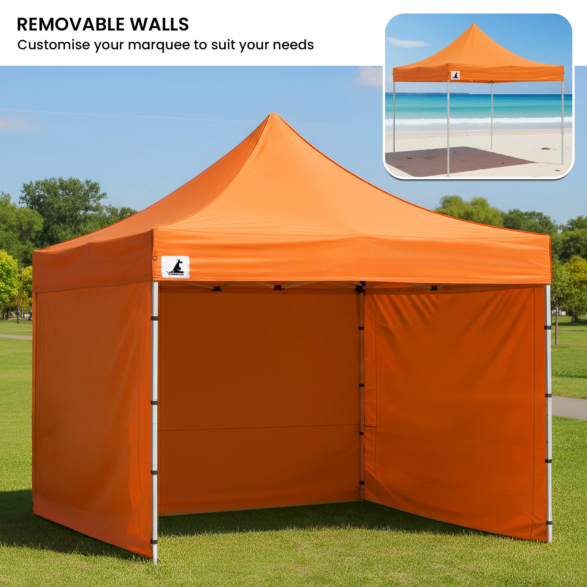 Wallaroo 3x3 Pop Up Gazebo Tent Orange - Image 7