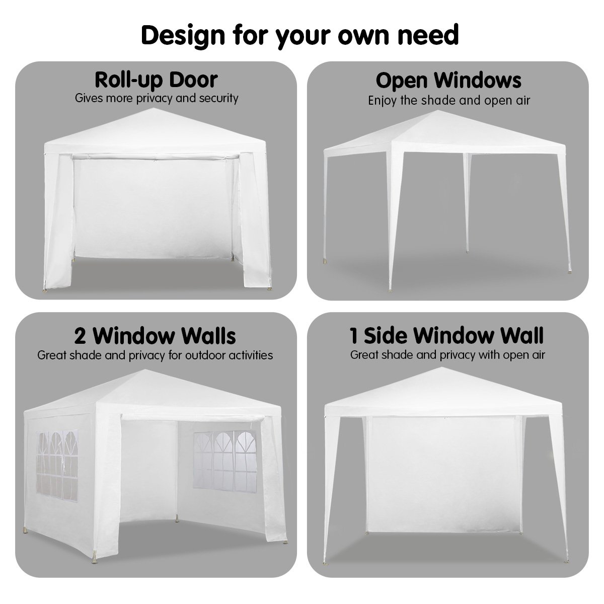 Wallaroo 3x3m Outdoor Party Wedding Gazebo Tent White - Image 3