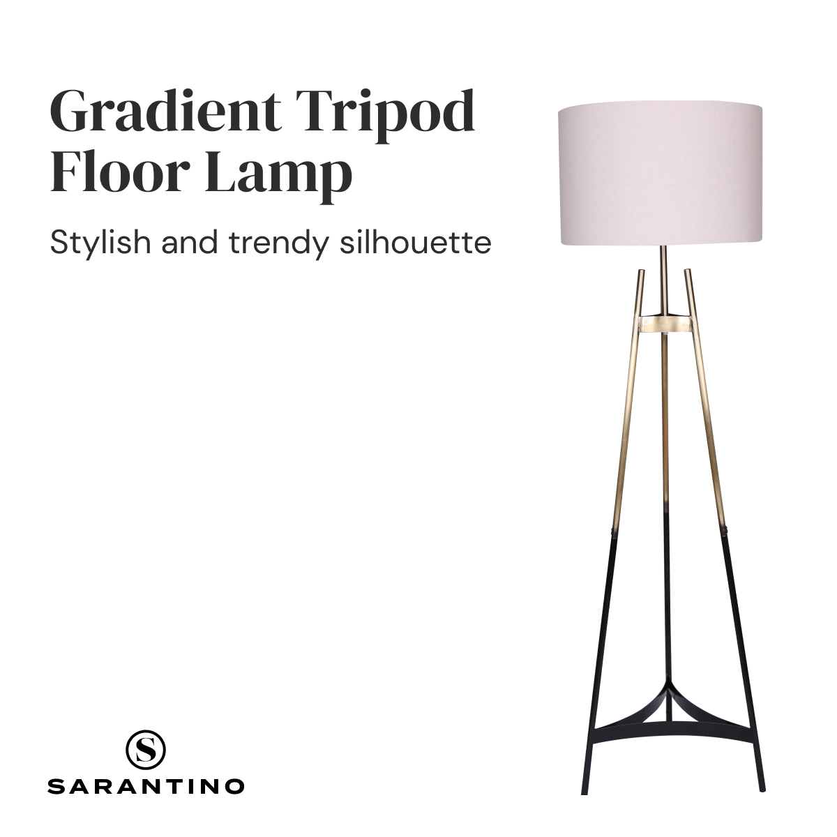 Sarantino Metal Tripod Electric Floor Lamp Gradient Finish - Image 3