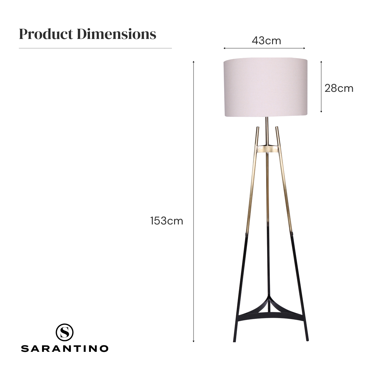 Sarantino Metal Tripod Electric Floor Lamp Gradient Finish - Image 6