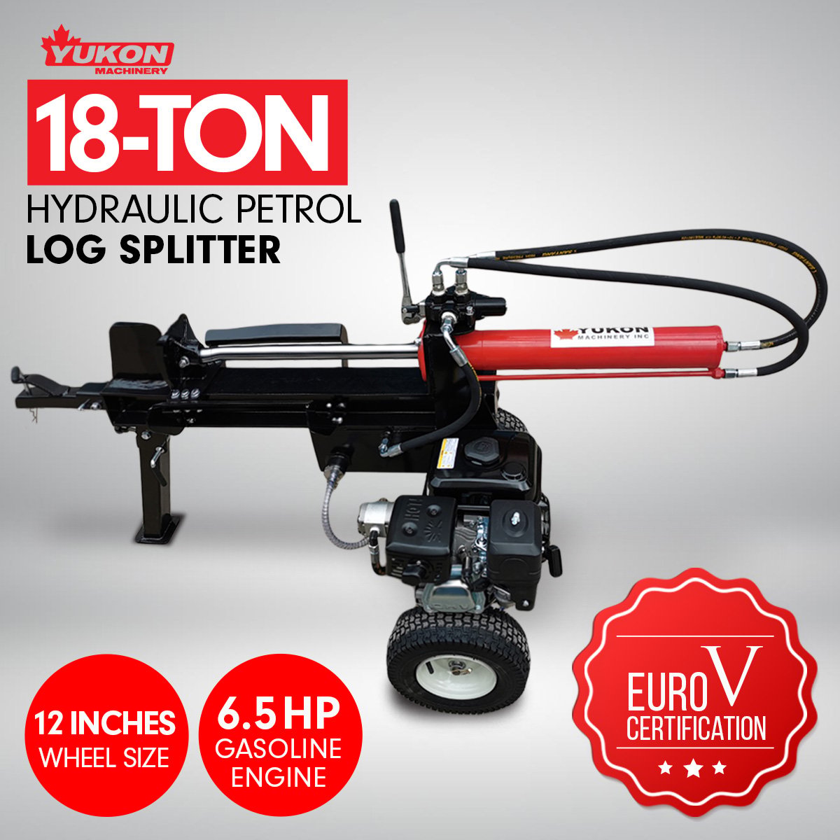 Yukon 18 Ton Petrol Log Splitter Wood Cutter Hydraulic Ram Wood Cutter Firewood Chopper - Image 2