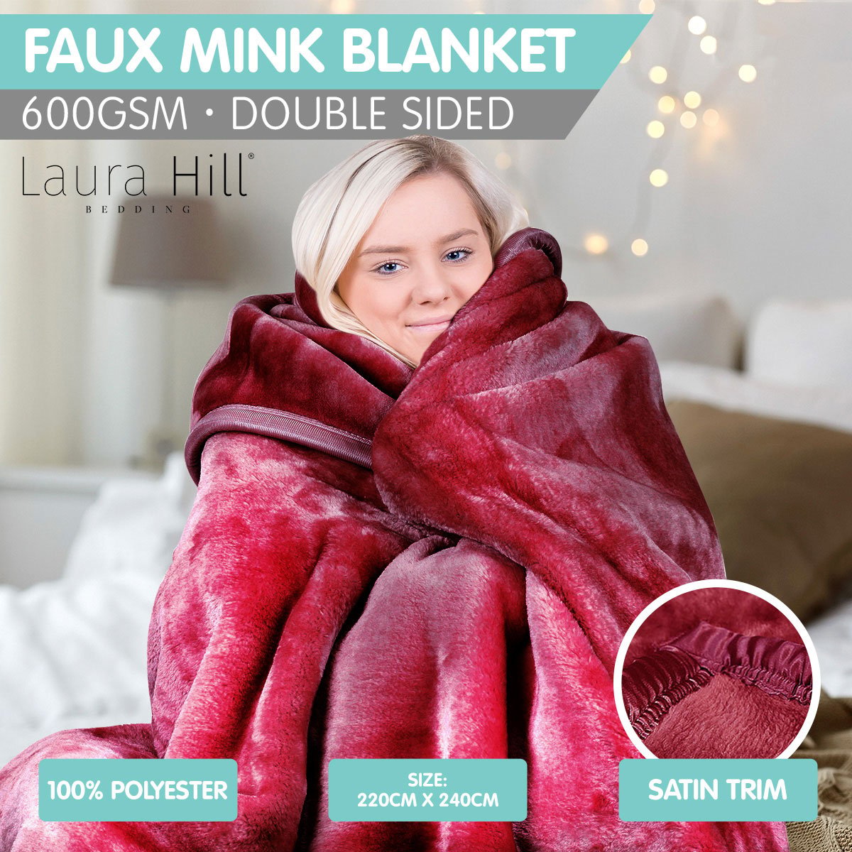 Laura Hill Mink Blanket Double Sided Queen 220x240cm - Image 7