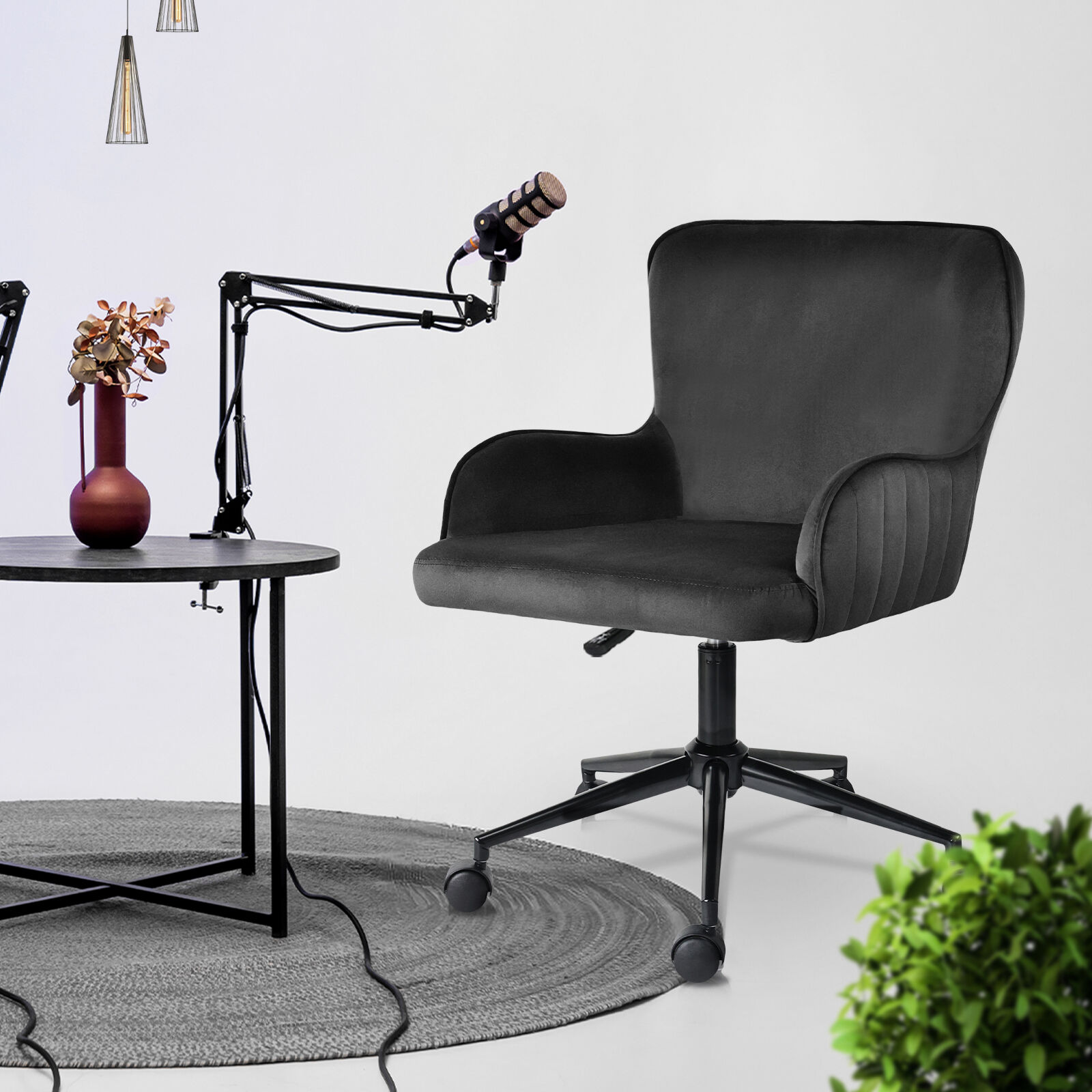 Desk Armchair Home Office Swivel PLUME BLACK - Image 10