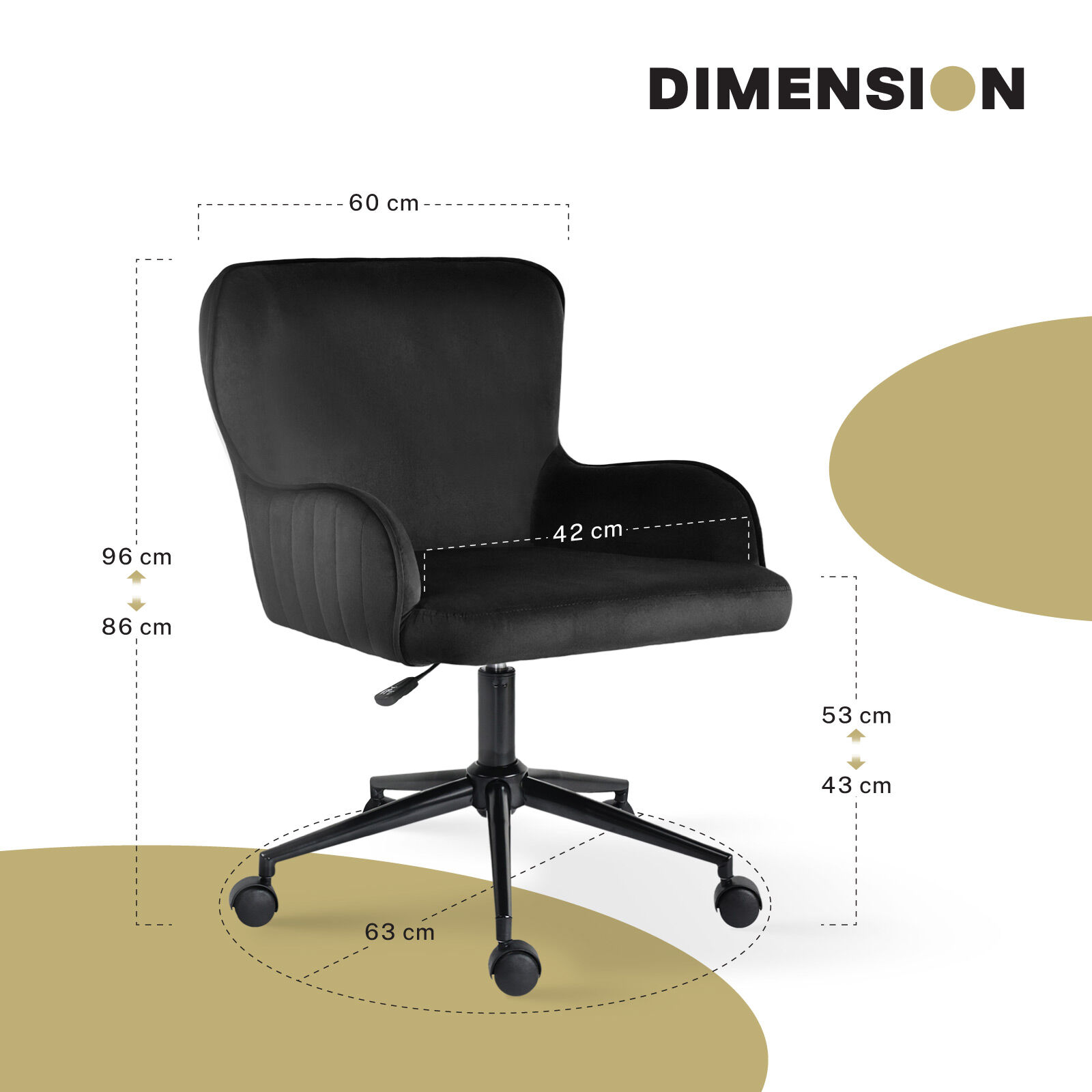 Desk Armchair Home Office Swivel PLUME BLACK - Image 11