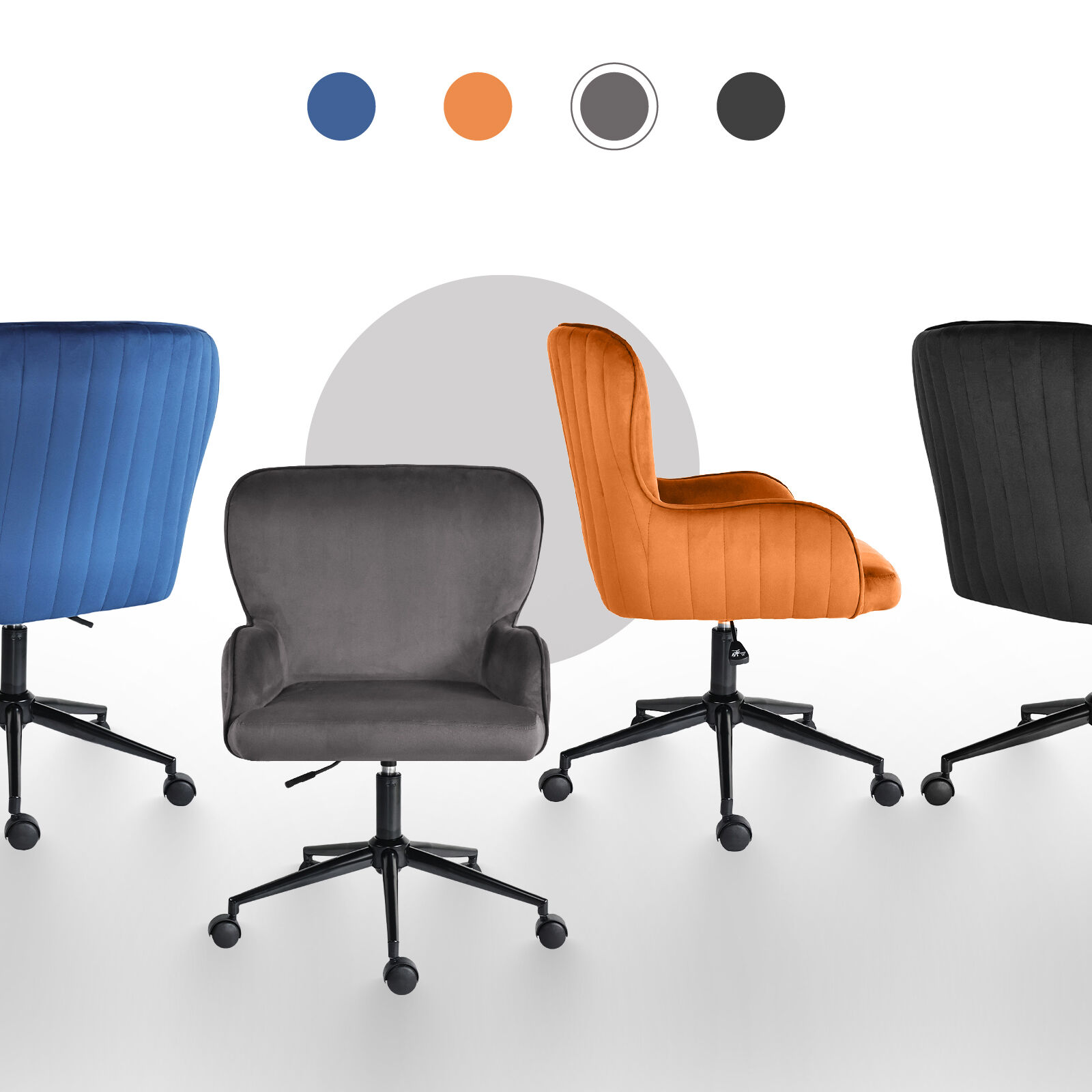 Desk Armchair Home Office Swivel PLUME GREY - Image 4