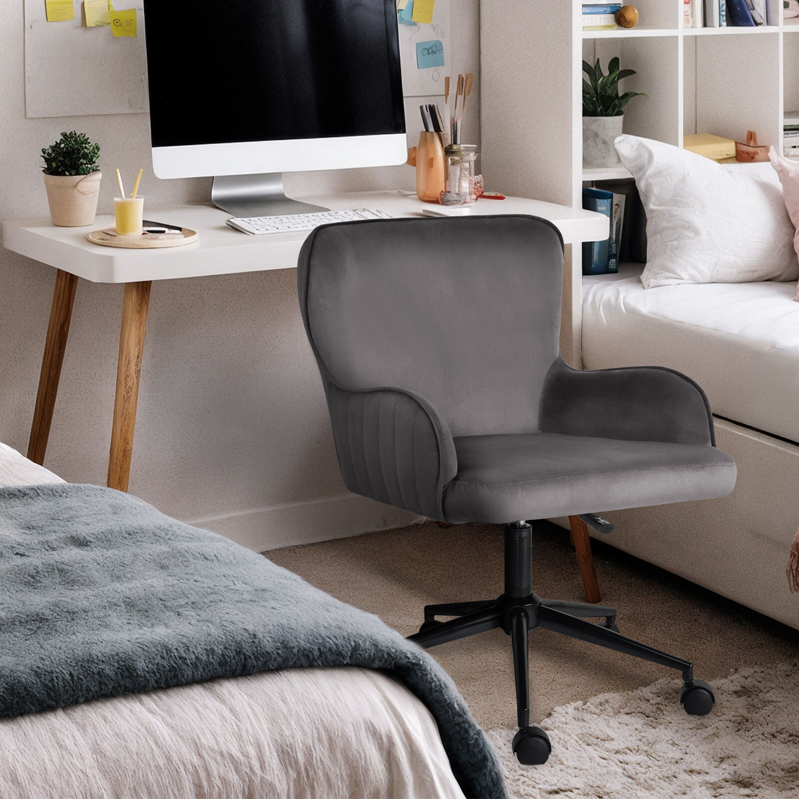 Desk Armchair Home Office Swivel PLUME GREY - Image 5