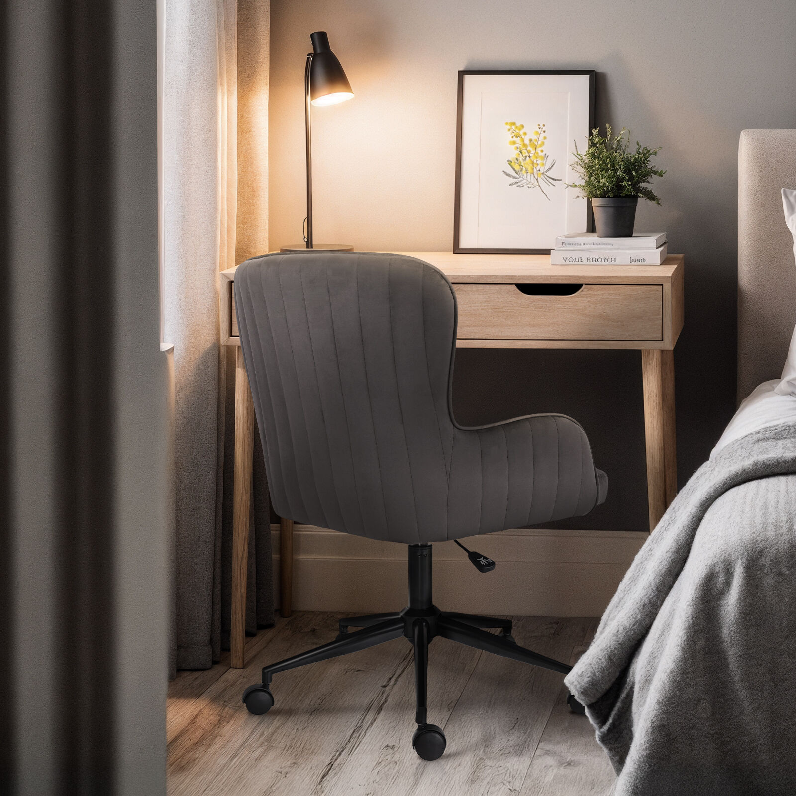 Desk Armchair Home Office Swivel PLUME GREY - Image 6