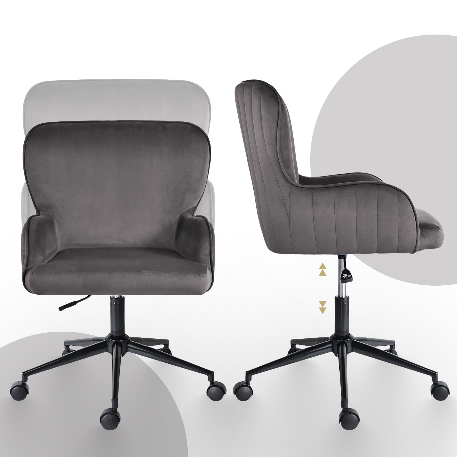 Desk Armchair Home Office Swivel PLUME GREY - Image 7