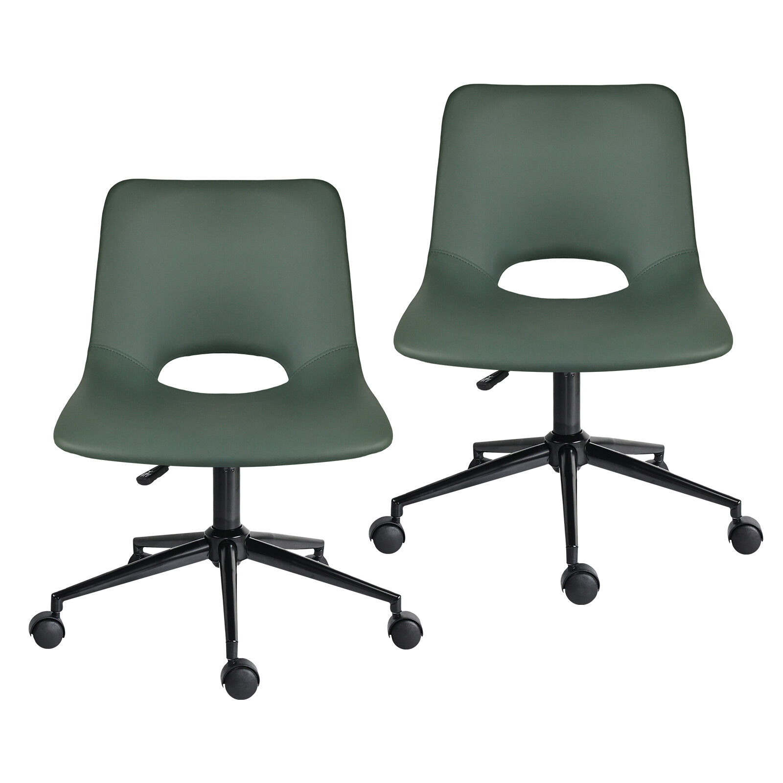 2 Set Office Desk Chair PU Leather HALO GREEN