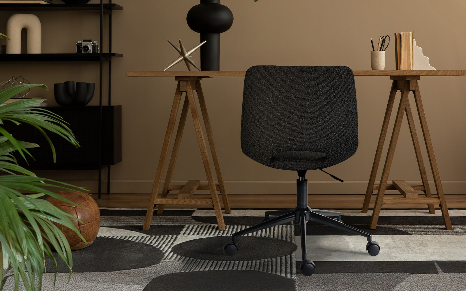 2 Set Office Desk Chair Loop Yarn Fabric HALO BLACK - Image 2