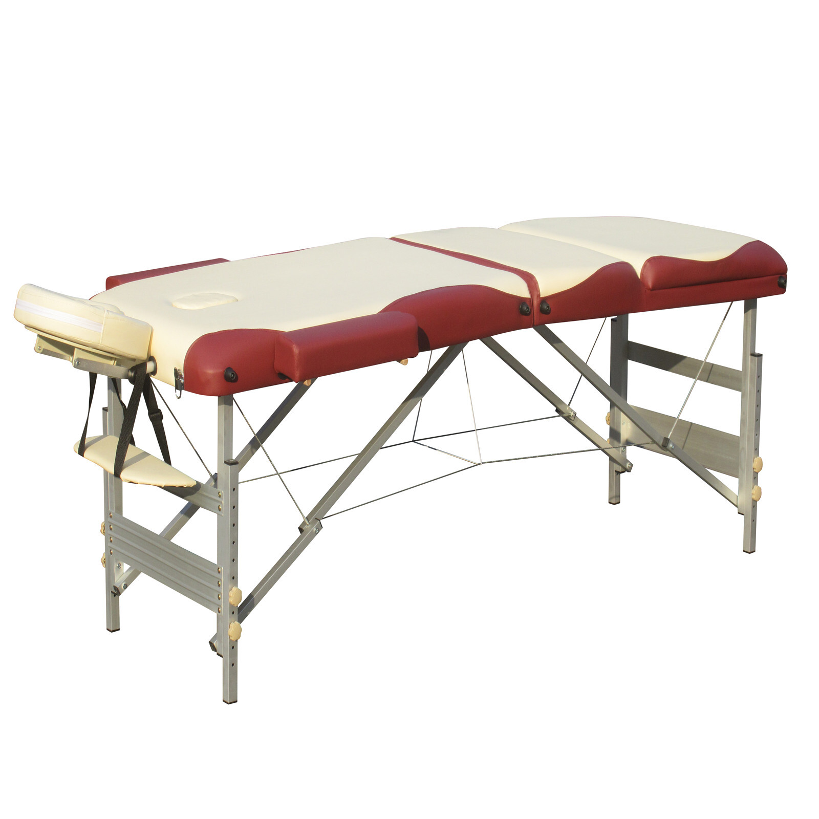 YES4HOMES 3 Fold Portable Aluminium Massage Table – Beige