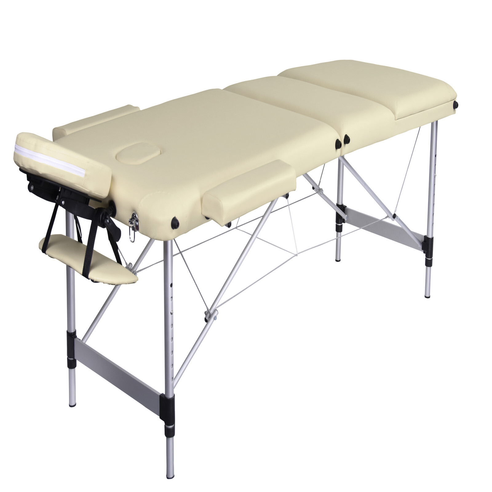 YES4HOMES 3 Fold Portable Aluminium Massage Table – Beige