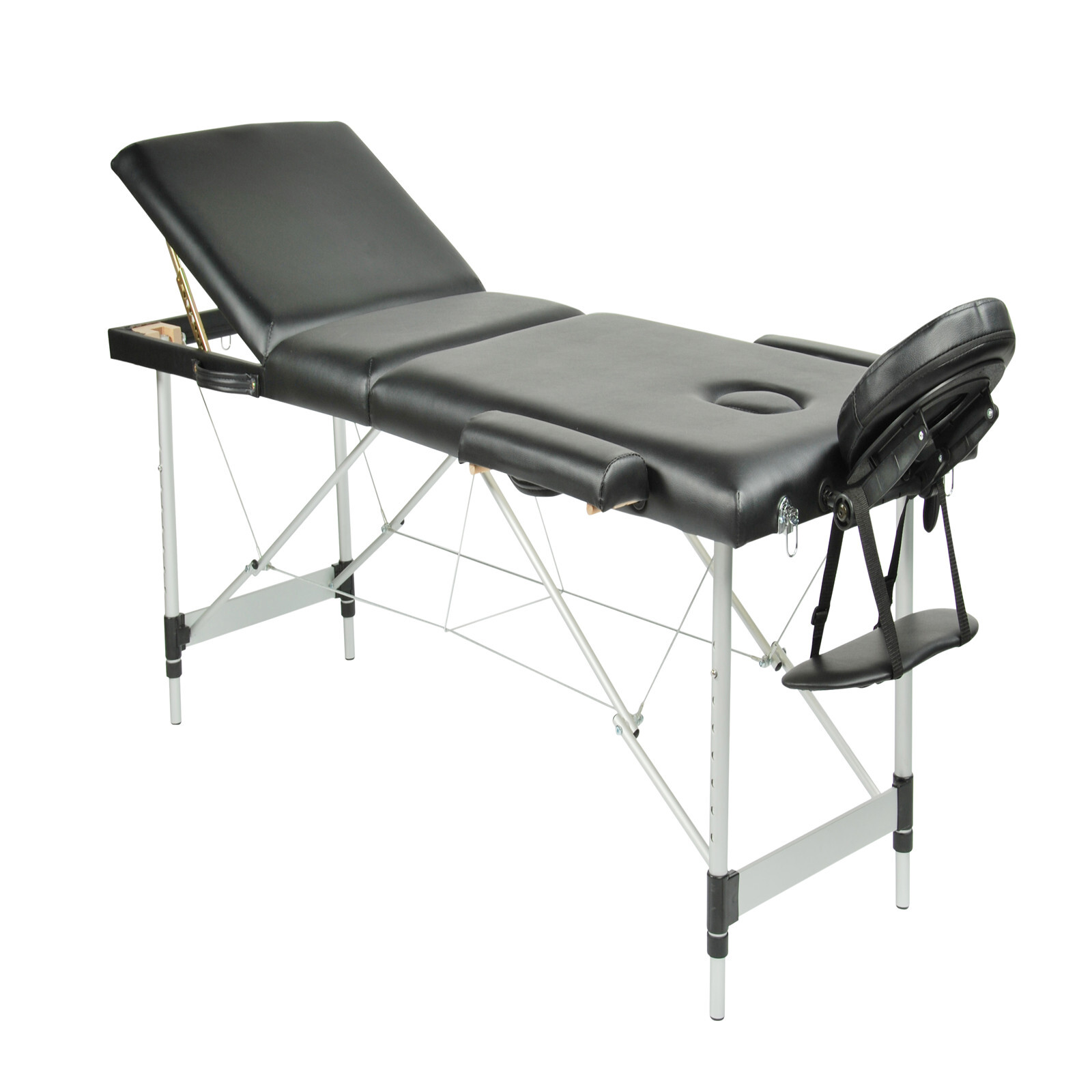 YES4HOMES 3 Fold Portable Aluminium Massage Table – Black