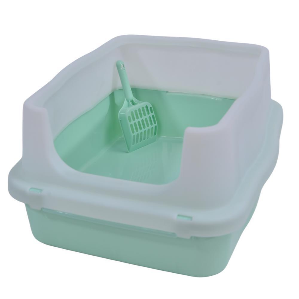 Yes4Pets Large Deep High Wall Cat Litter Tray - Green