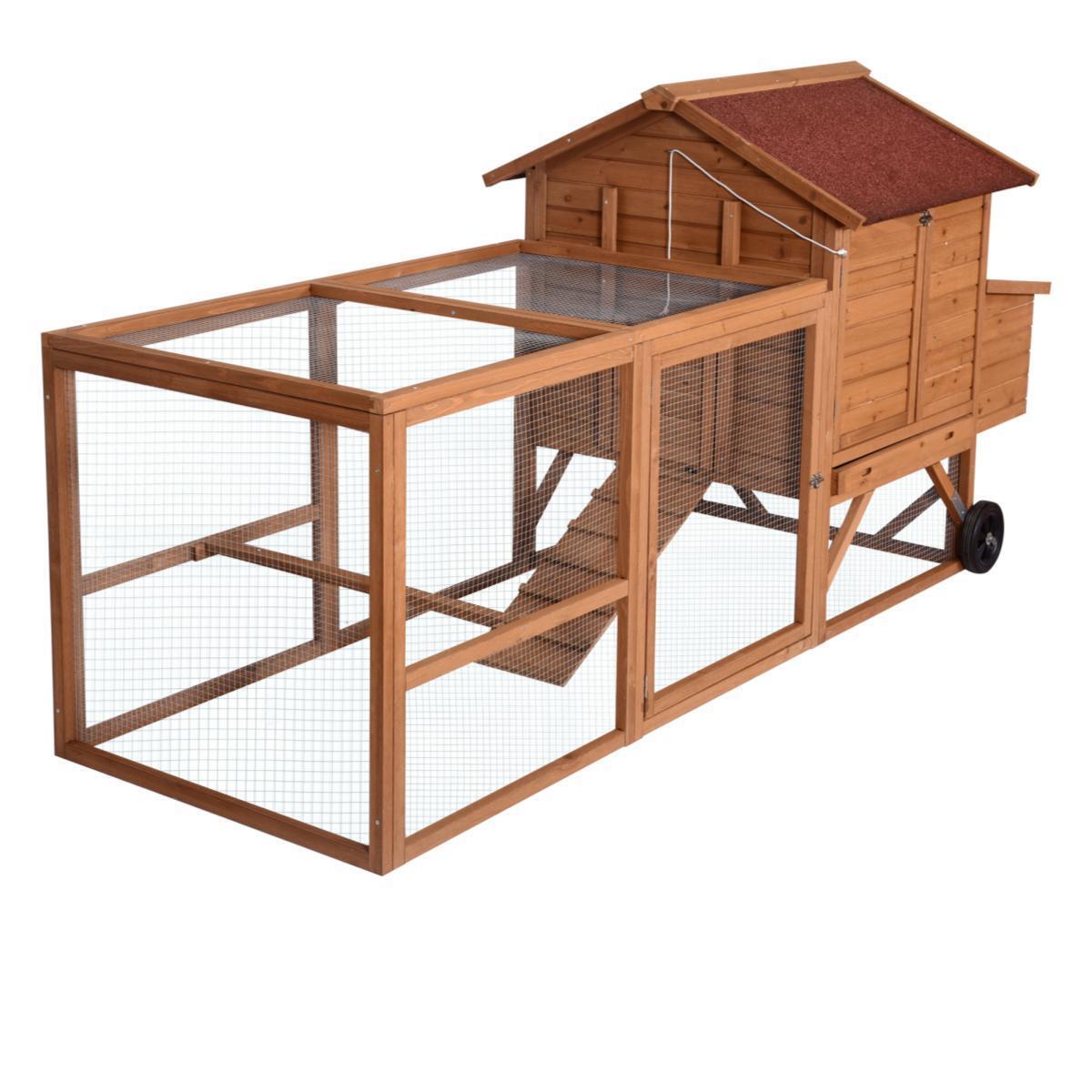 YES4PETS 248cm XL Chicken Coop Rabbit Hutch Cage on Wheels