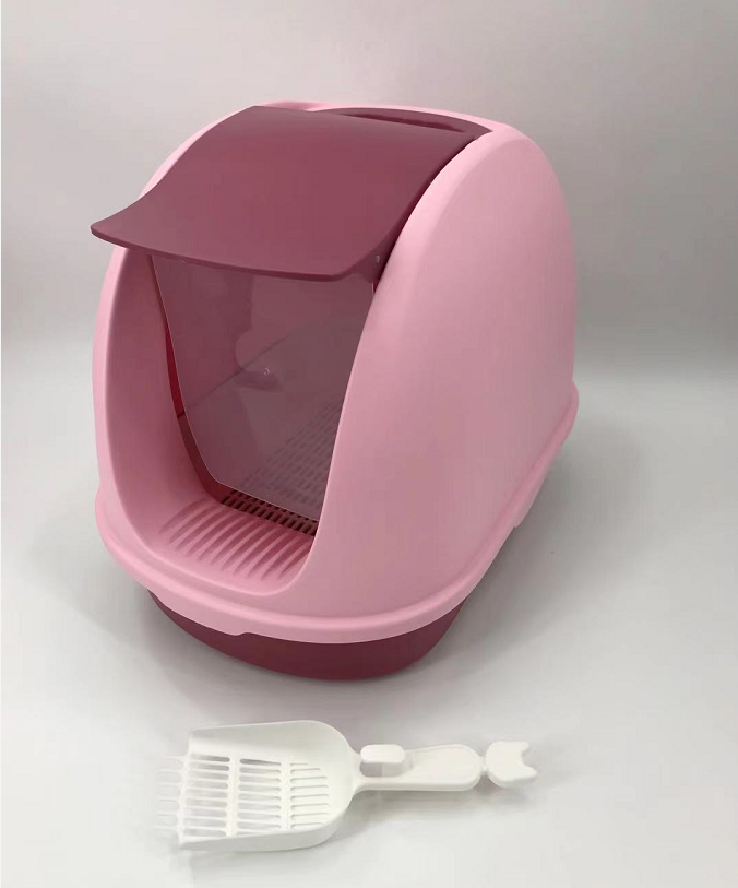 YES4PETS Pink Hooded Cat Litter Box with Grid Tray