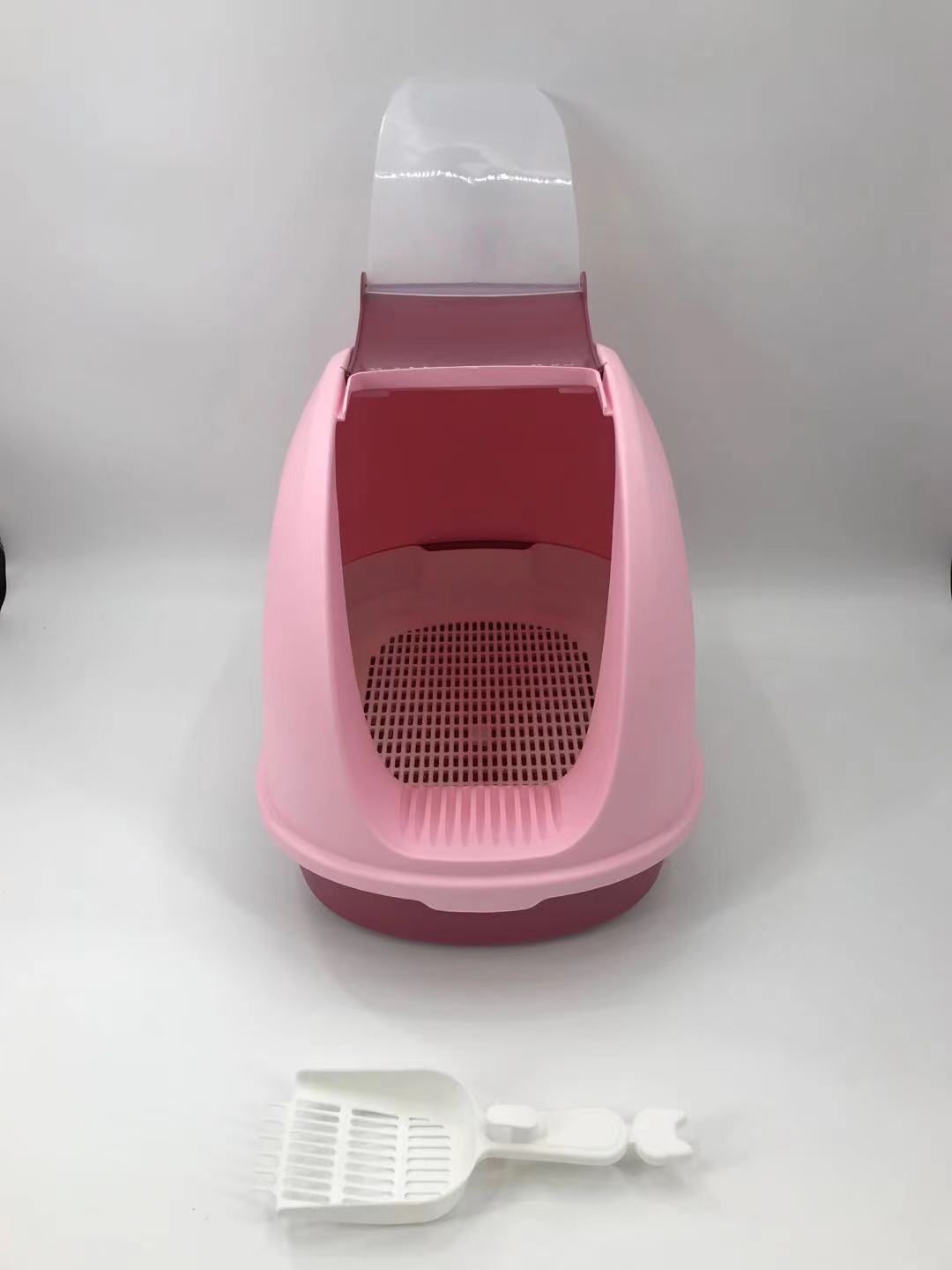 YES4PETS Pink Hooded Cat Litter Box with Grid Tray - Image 2