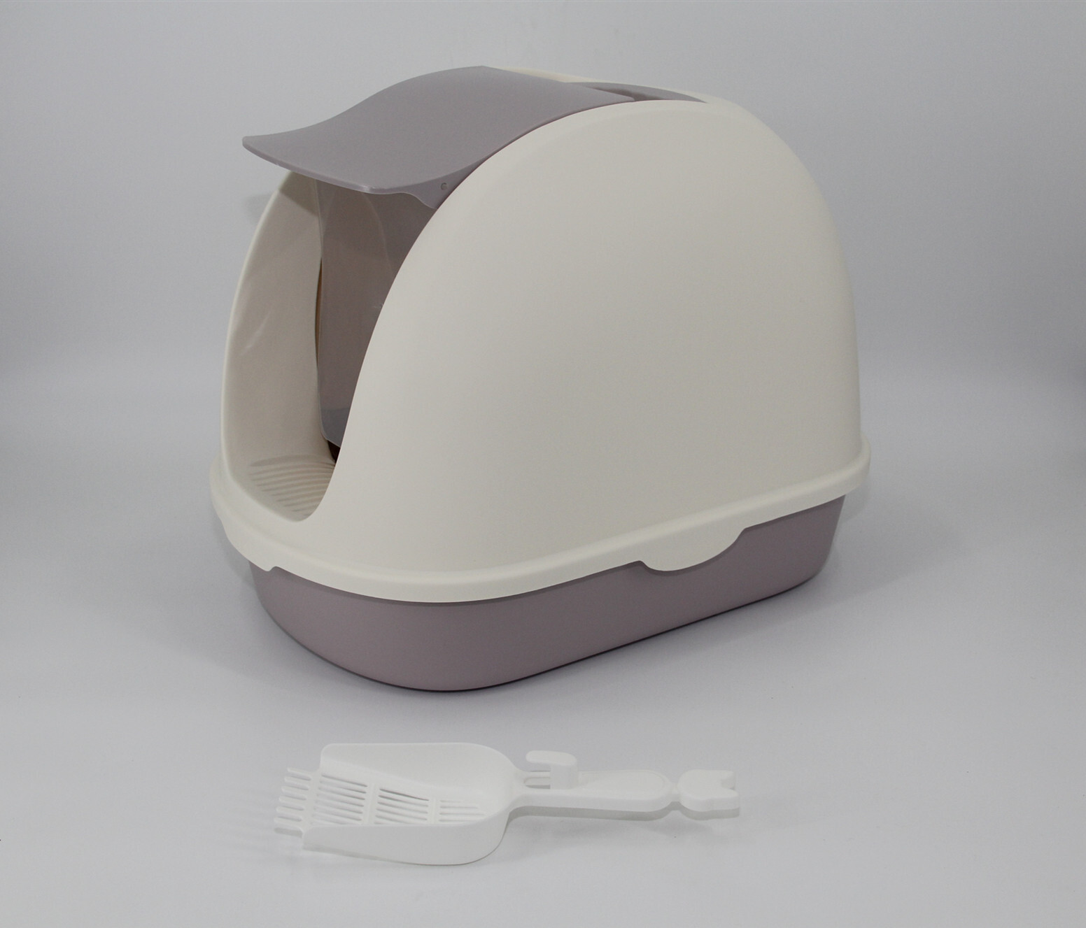 YES4PETS White Hooded Cat Litter Box with Grid Tray