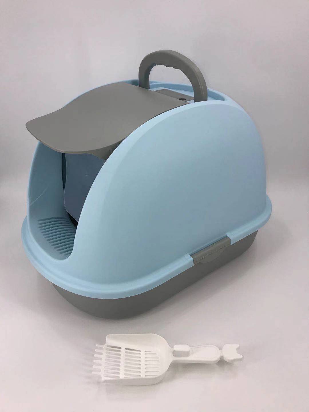 YES4PETS XL Blue Hooded Cat Litter Box with Carbon Filter