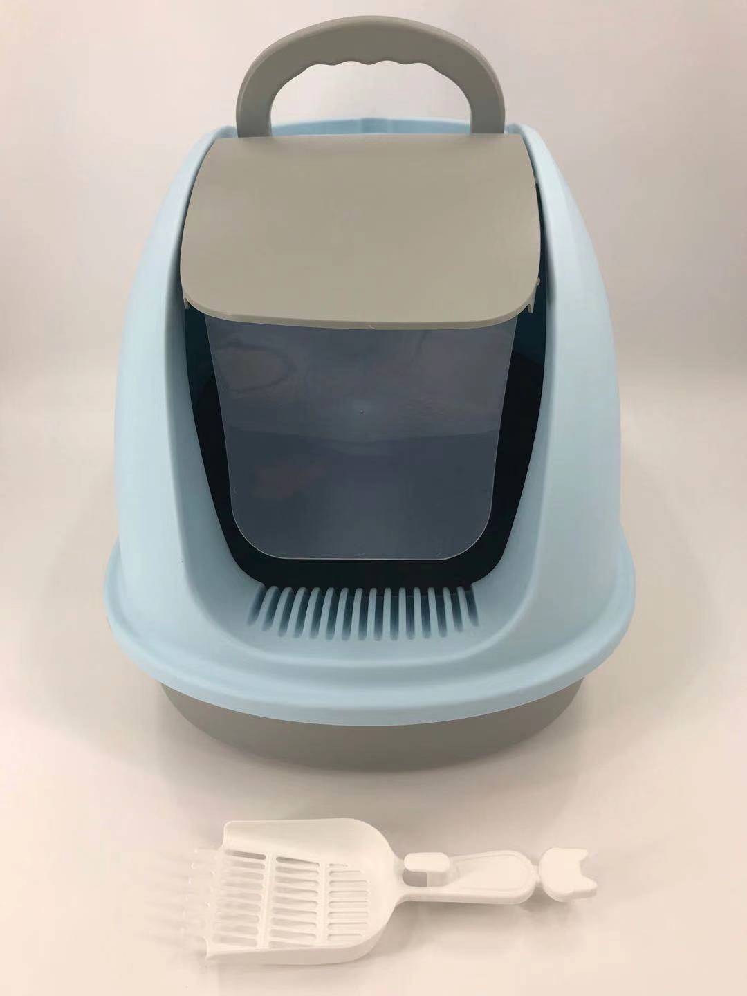 YES4PETS XL Blue Hooded Cat Litter Box with Carbon Filter - Image 2