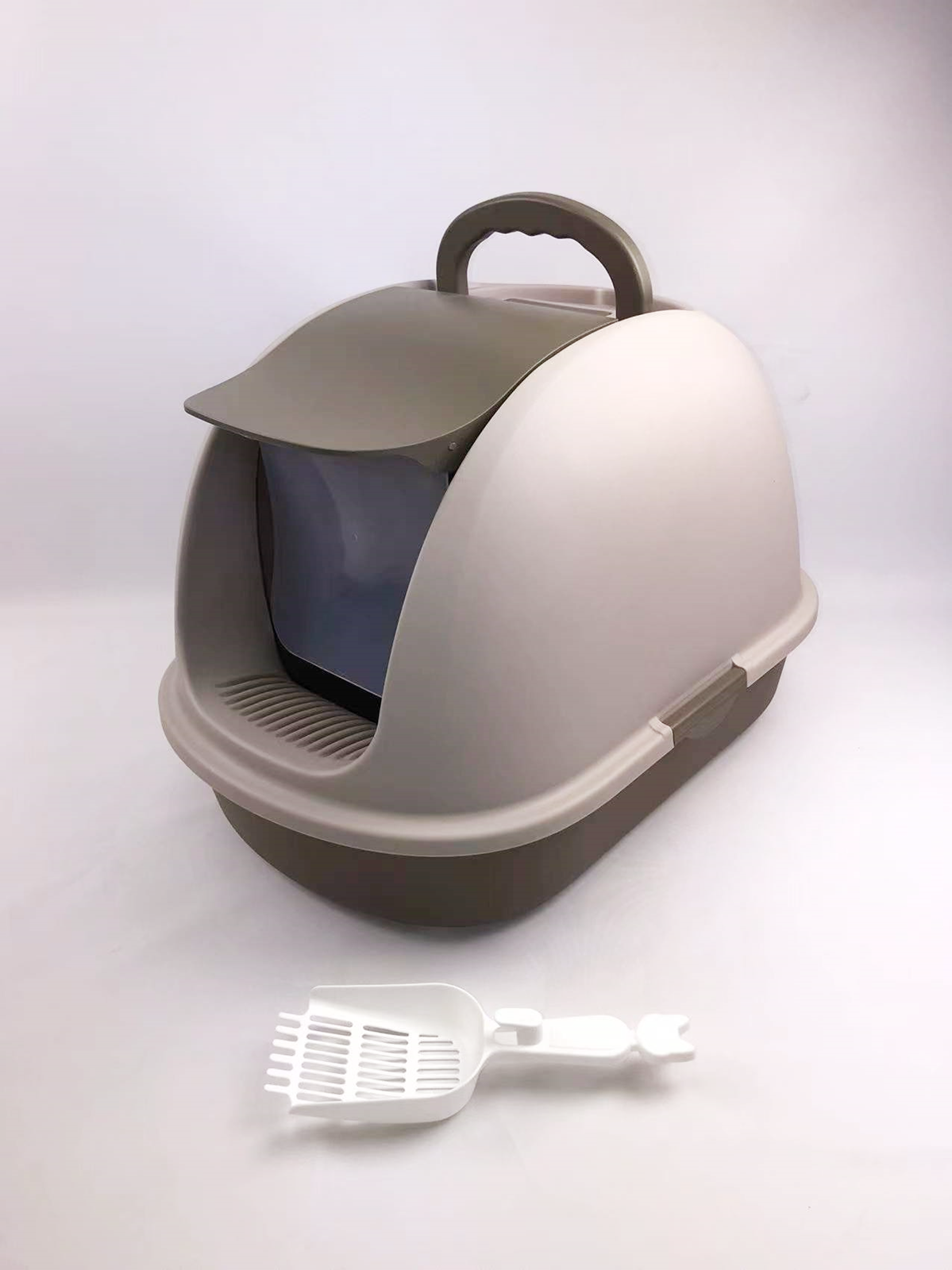 YES4PETS XL Brown Hooded Cat Litter Box with Carbon Filter