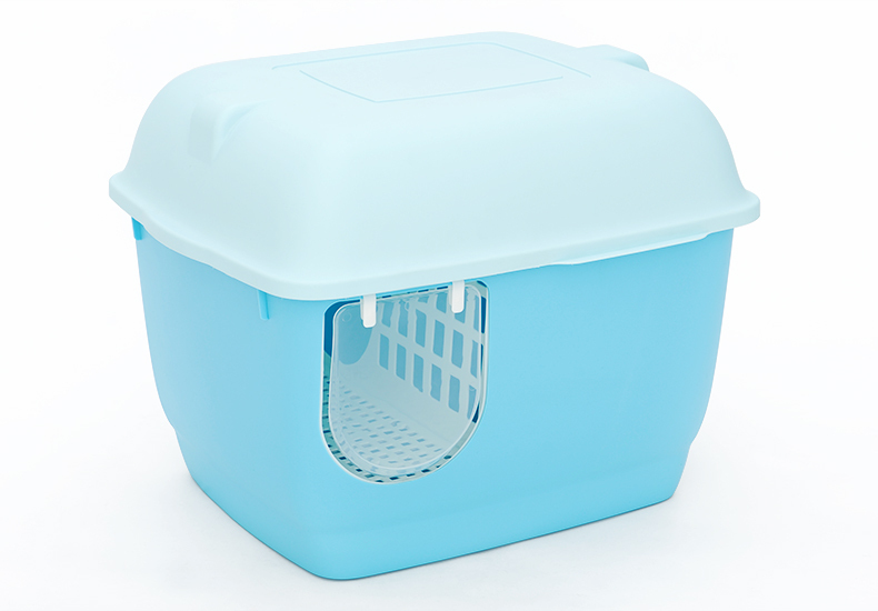 YES4PETS XL Blue Hooded Cat Litter Box with Handle