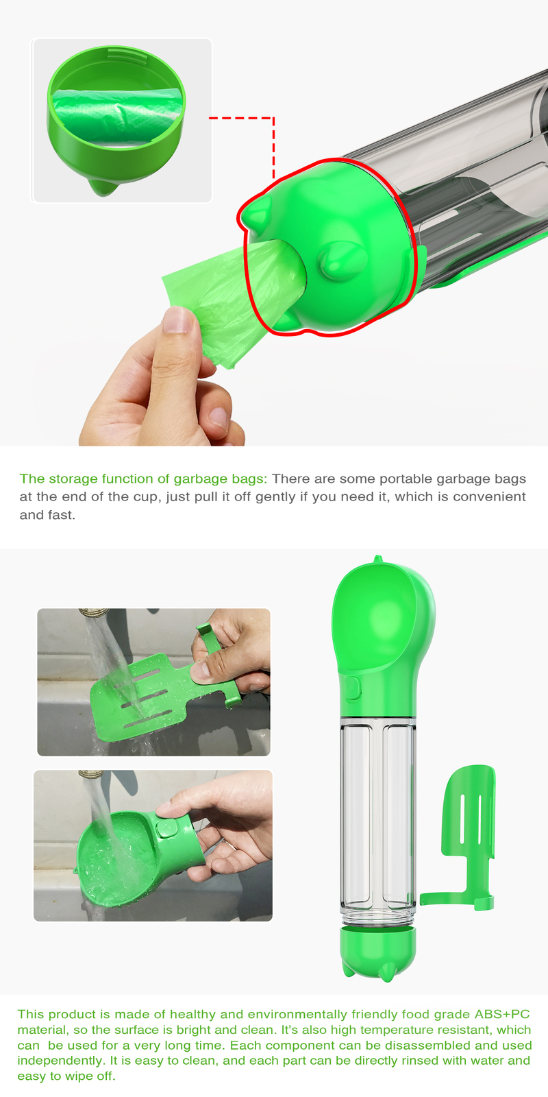 YES4PETS 4 in 1 Portable Pet Water Feeder Green - Image 5