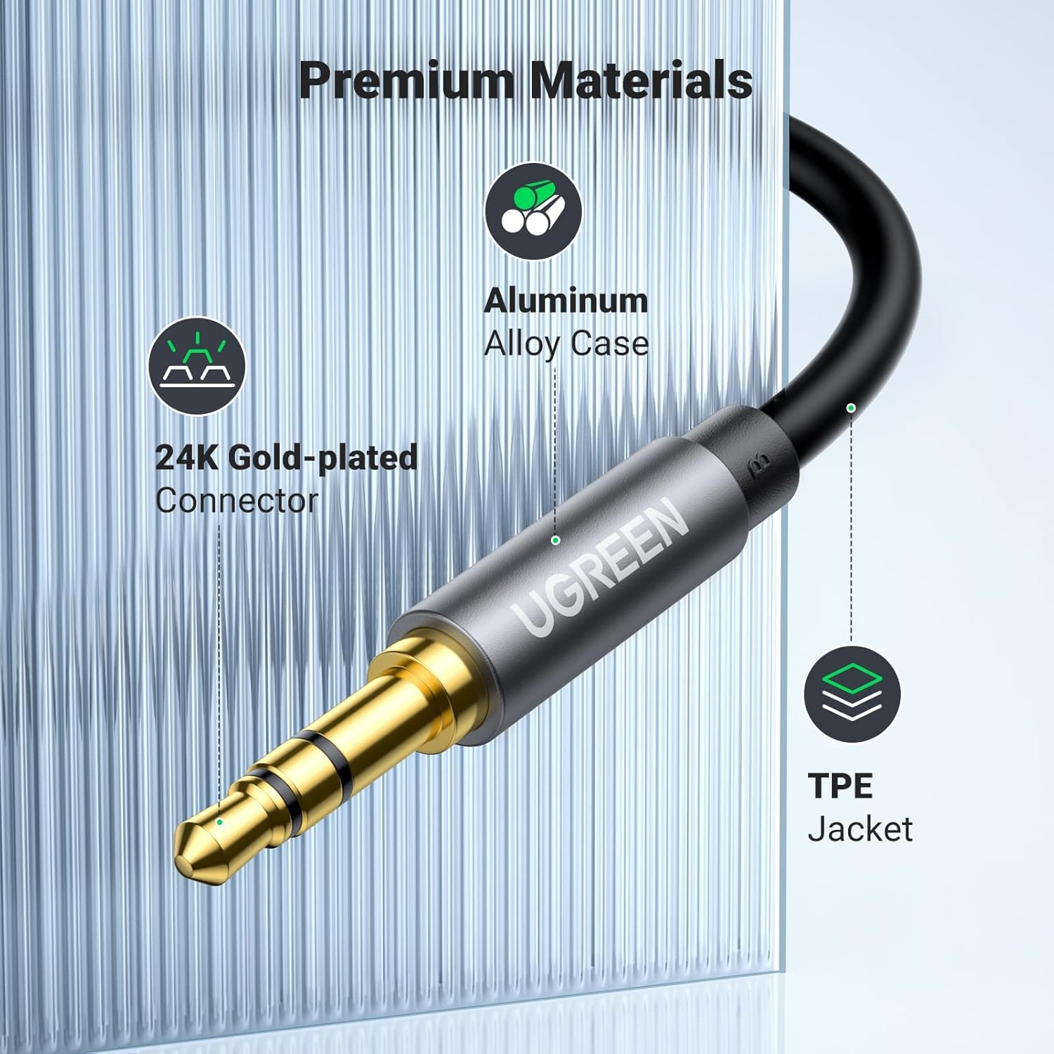 Ugreen 3.5mm Aux Audio Headphone Extension Cable 1m (10592) - Image 3