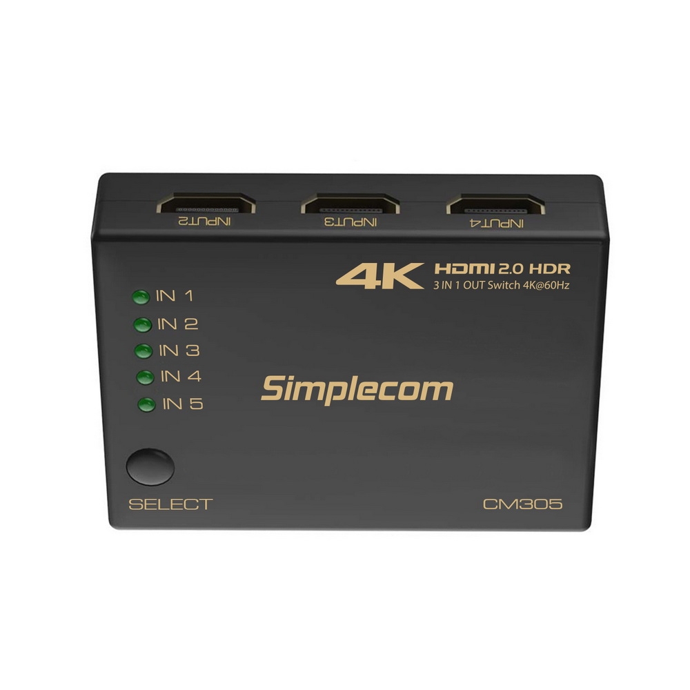 Simplecom 5 Way HDMI Switch 4K@60Hz Splitter - Image 3