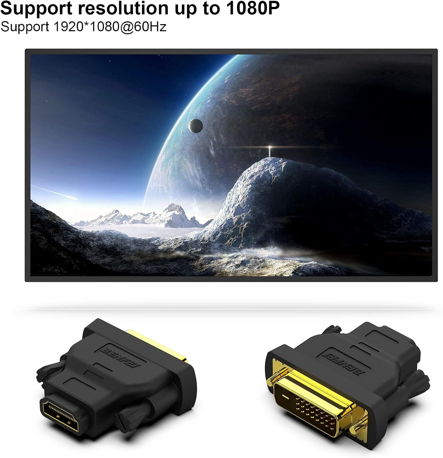 Benfei Bidirectional DVI to HDMI Adapter Male to Female (2 Pack) - Image 4