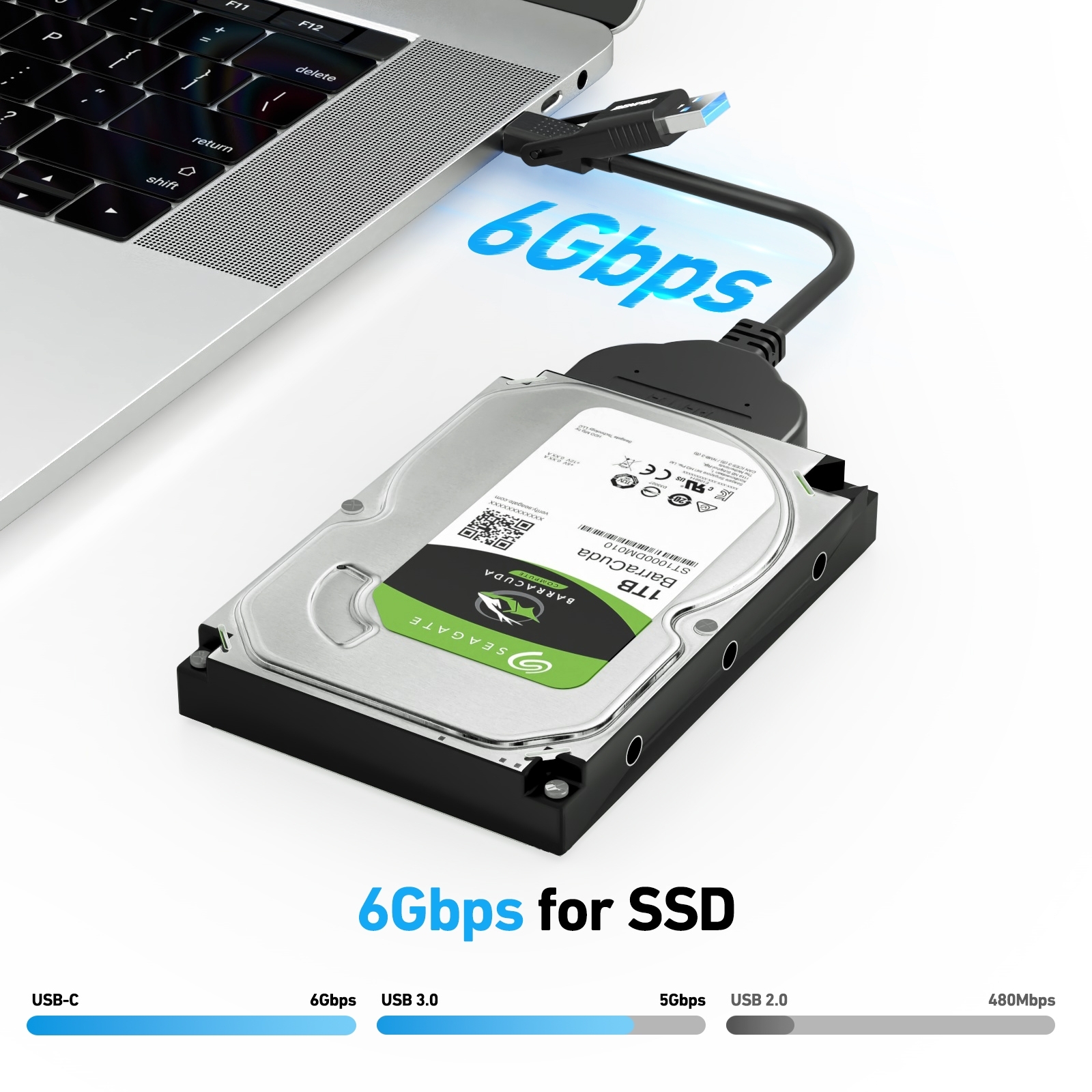 Benfei 2-in-1 USB-C & USB 3.0 to SATA III Hard Drive Adapter Cable - Image 6
