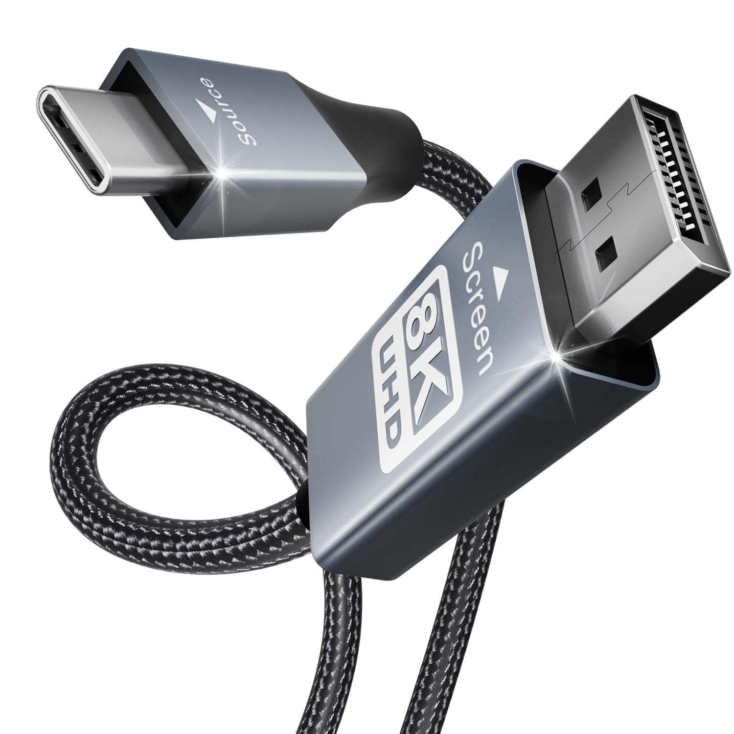 BENFEI USB-C to DisplayPort Cable 8K 0.9M Thunderbolt 3 Gray
