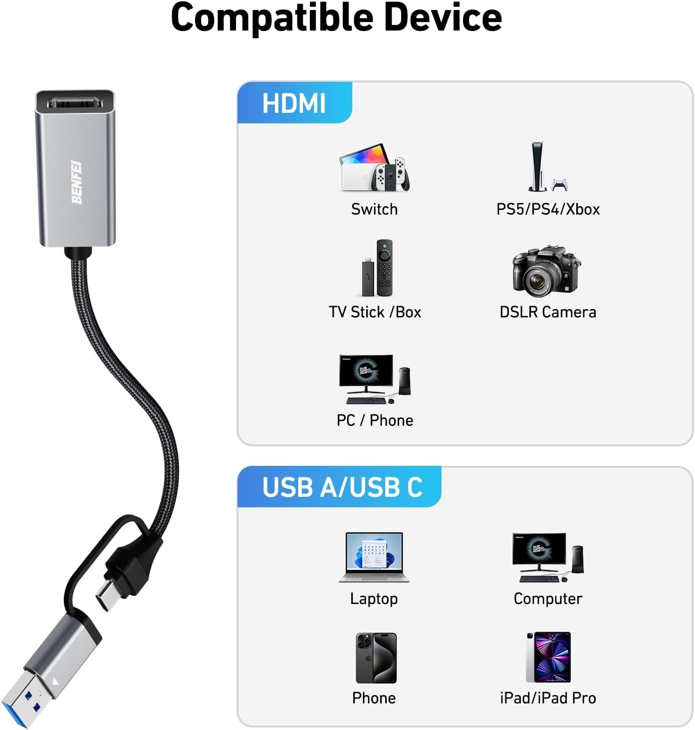 Benfei Full HD 1080P USB Video & Audio Capture Card - Image 7