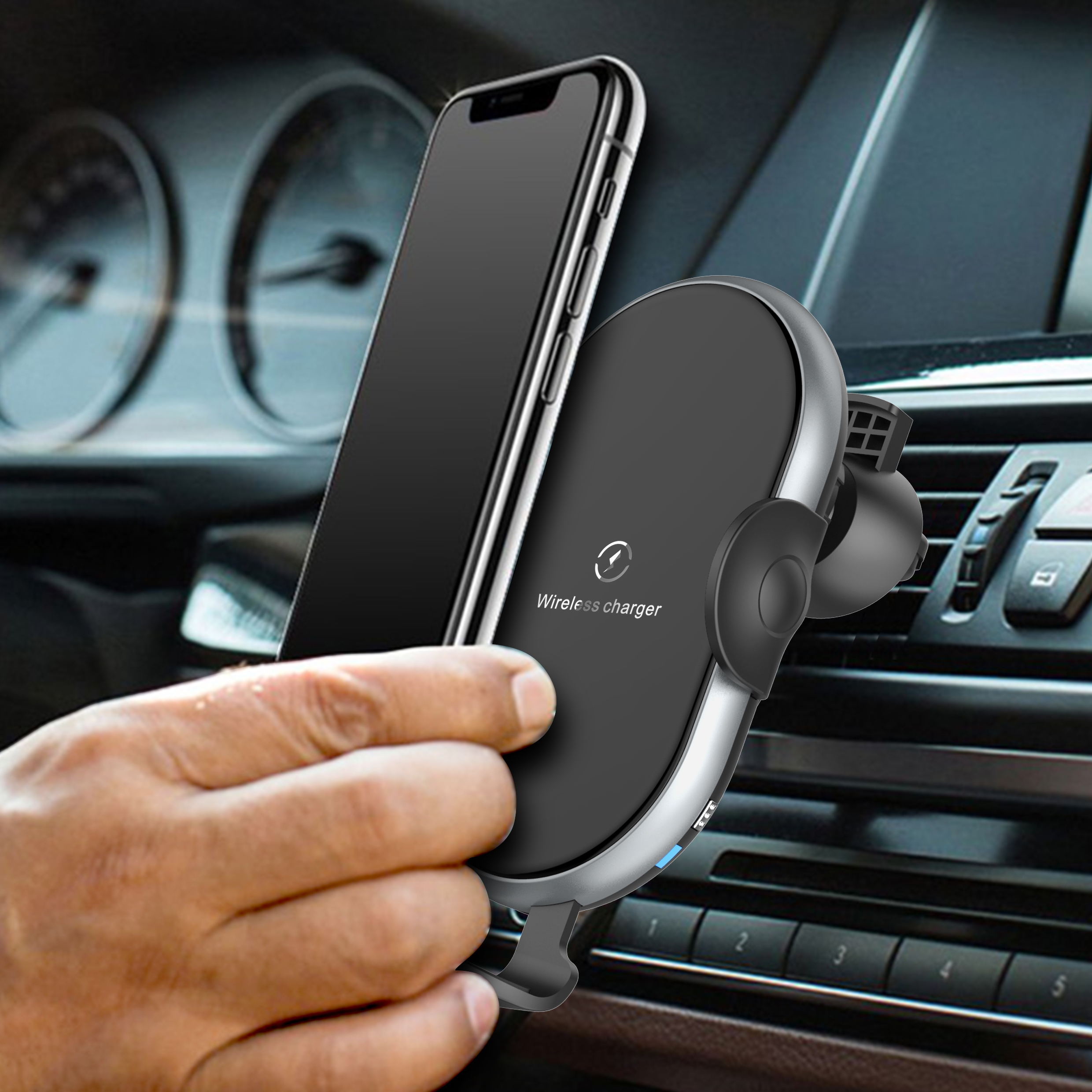 Automatic Clamping Wireless Car Charger with Backlight - Image 6